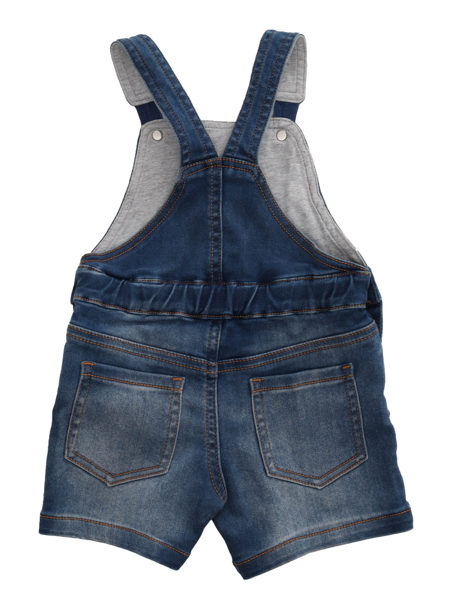 Shop Moschino Short Denim Dungarees In Blue