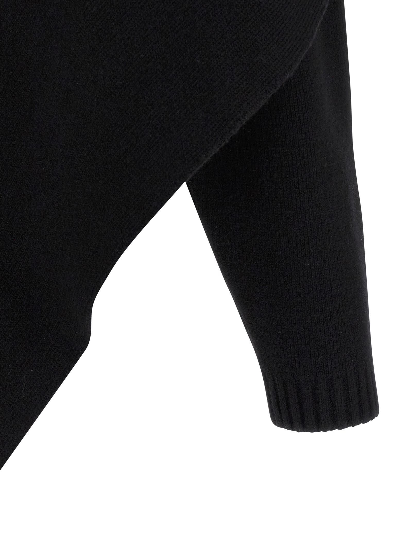 Alberta Ferretti Draped Knit Cardigan With Ribbed Accents In Black