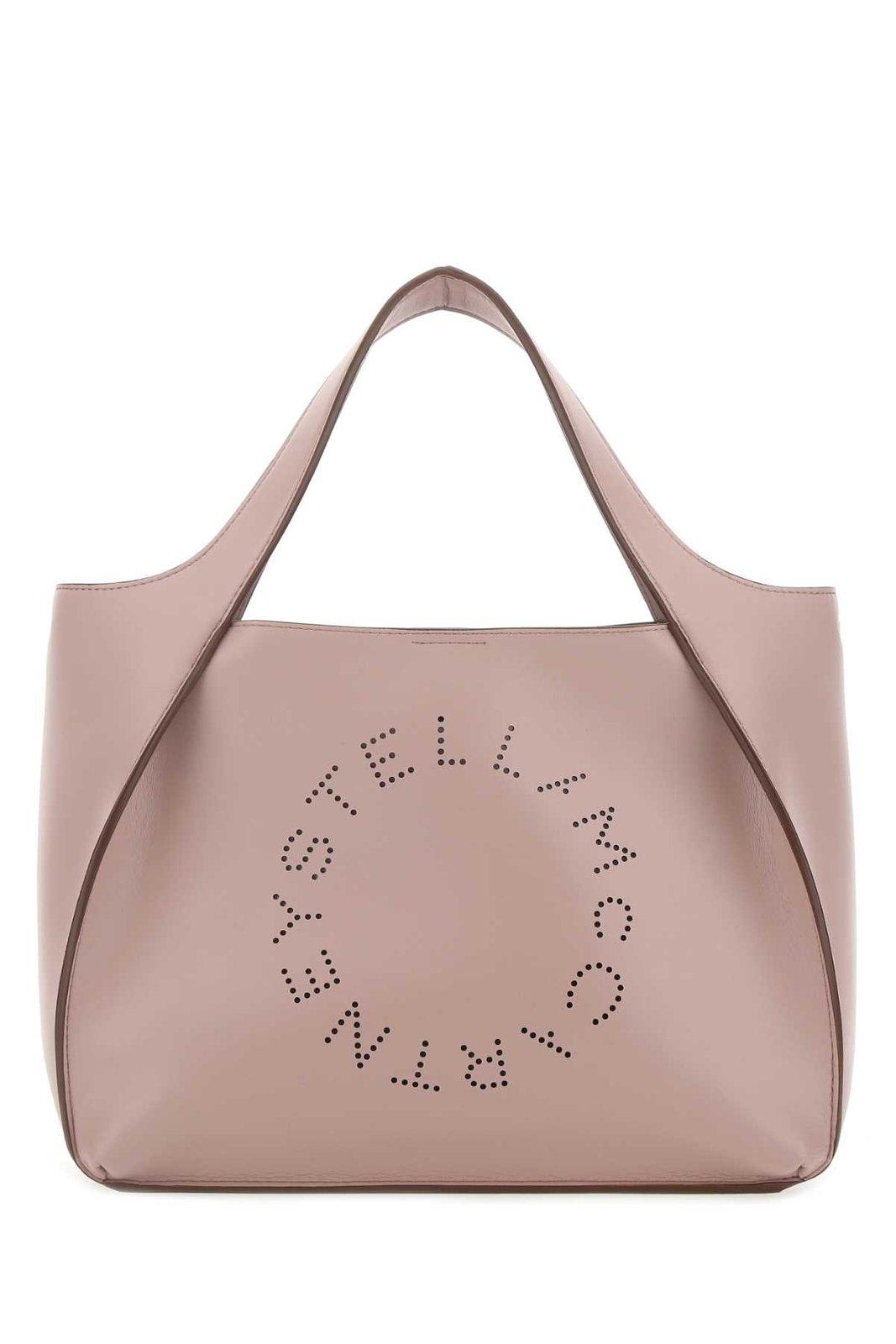 Stella Mccartney Logo Embossed Top Handle Bag In Powder