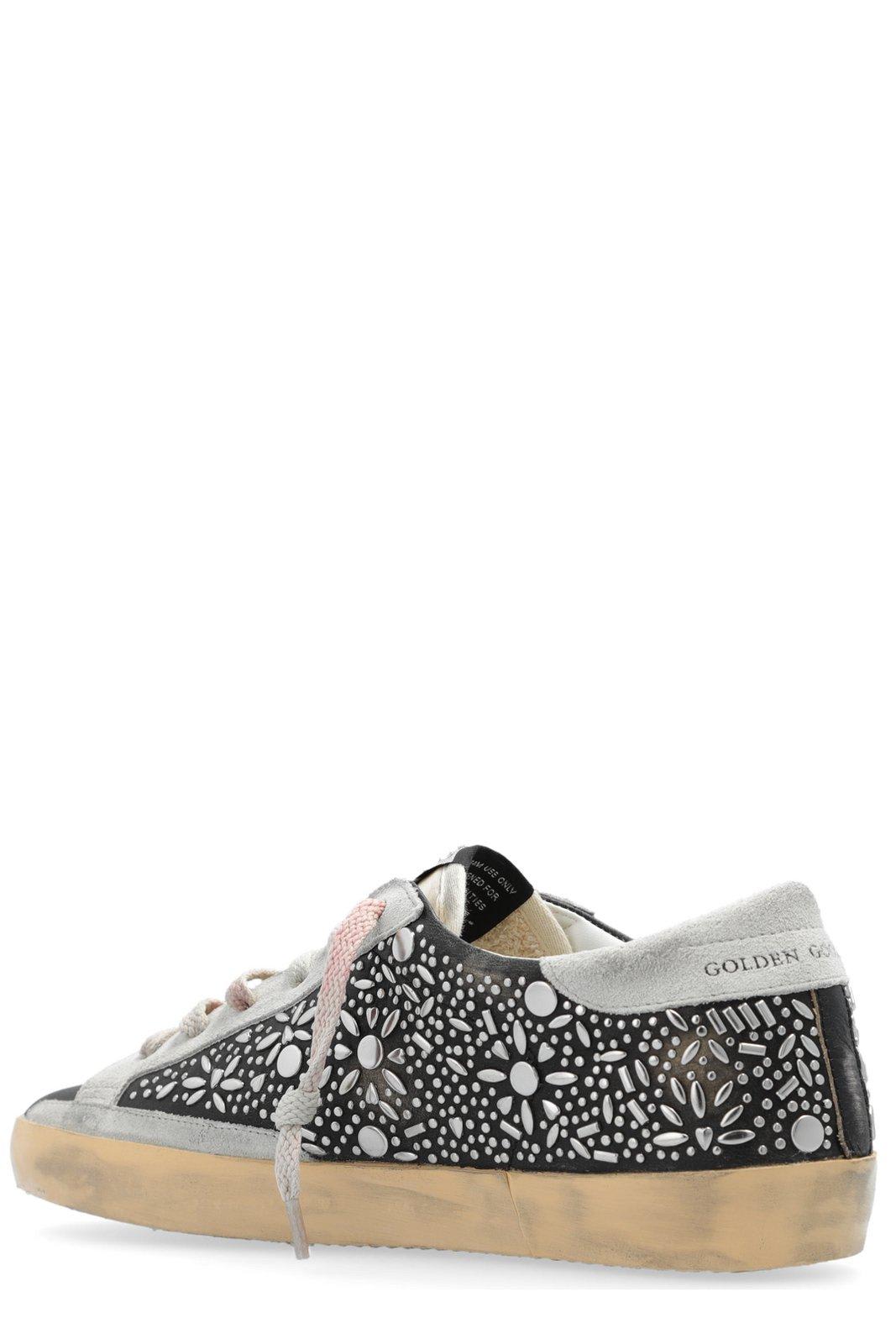 Shop Golden Goose Ball Star Embellished Sneakers In Black/ice