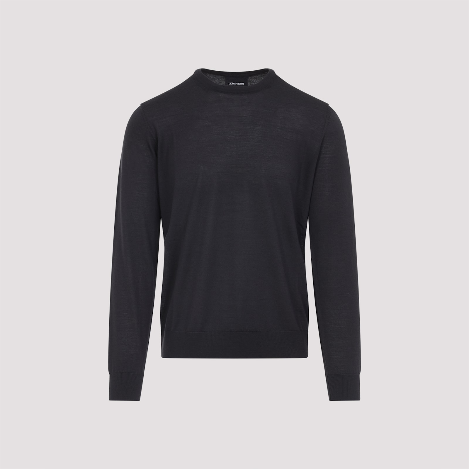 Giorgio Armani Crew Neck Sweater In Virgin Wool In Gray