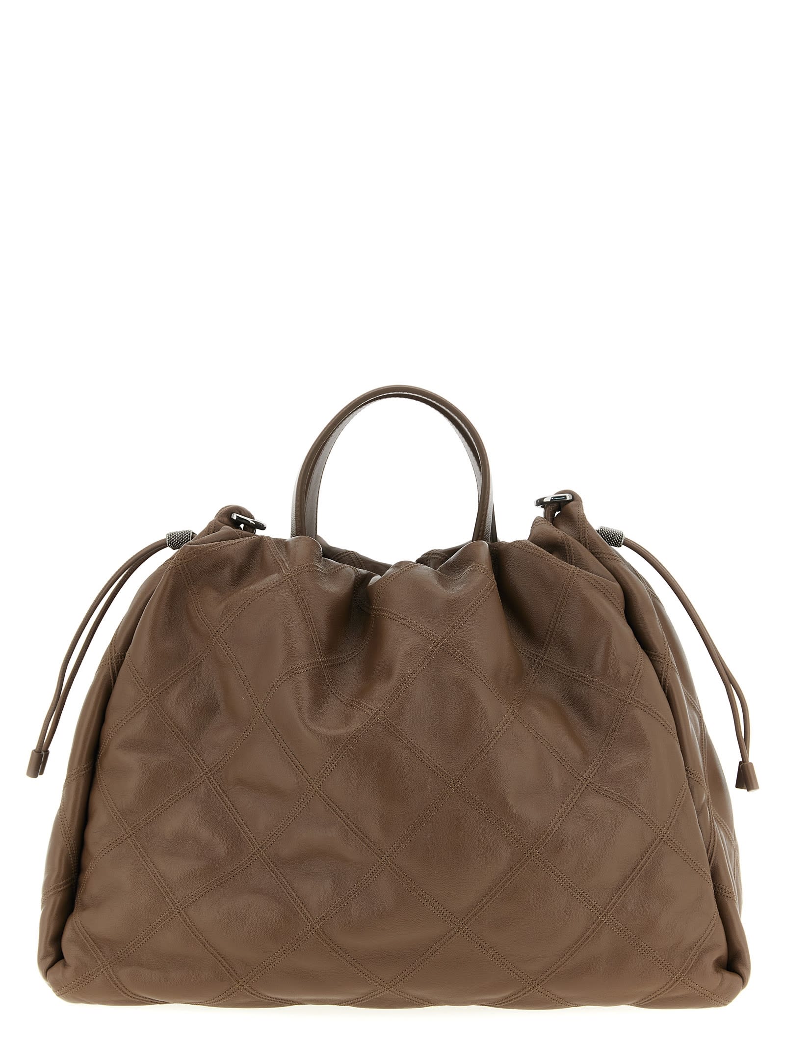 Brunello Cucinelli Mellow Large Shopping Bag In Brown