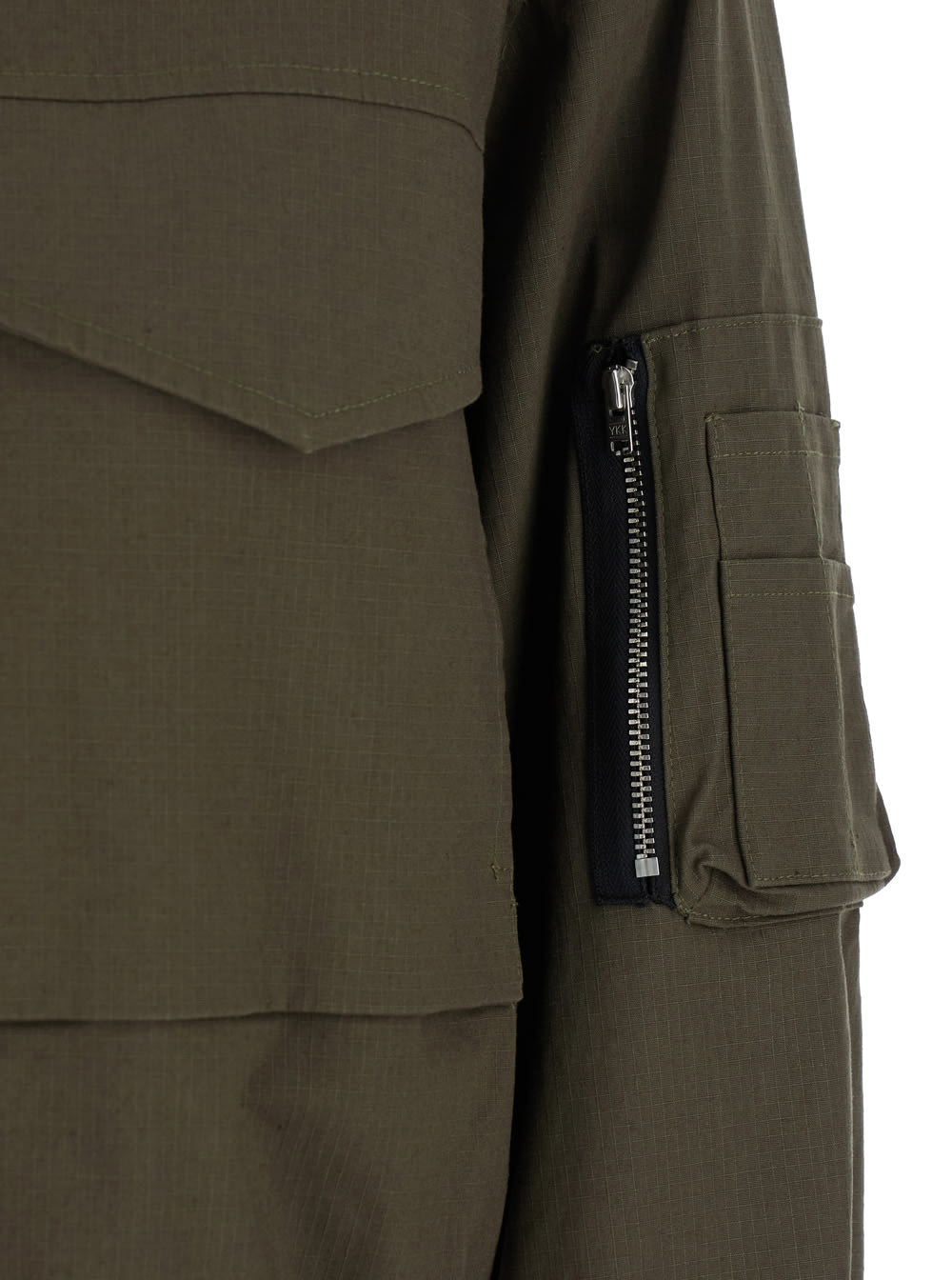 Mauro Grifoni Green Cropped Jacket With Maxi Pockets On Front And Sleeve In Cotton Woman In Green