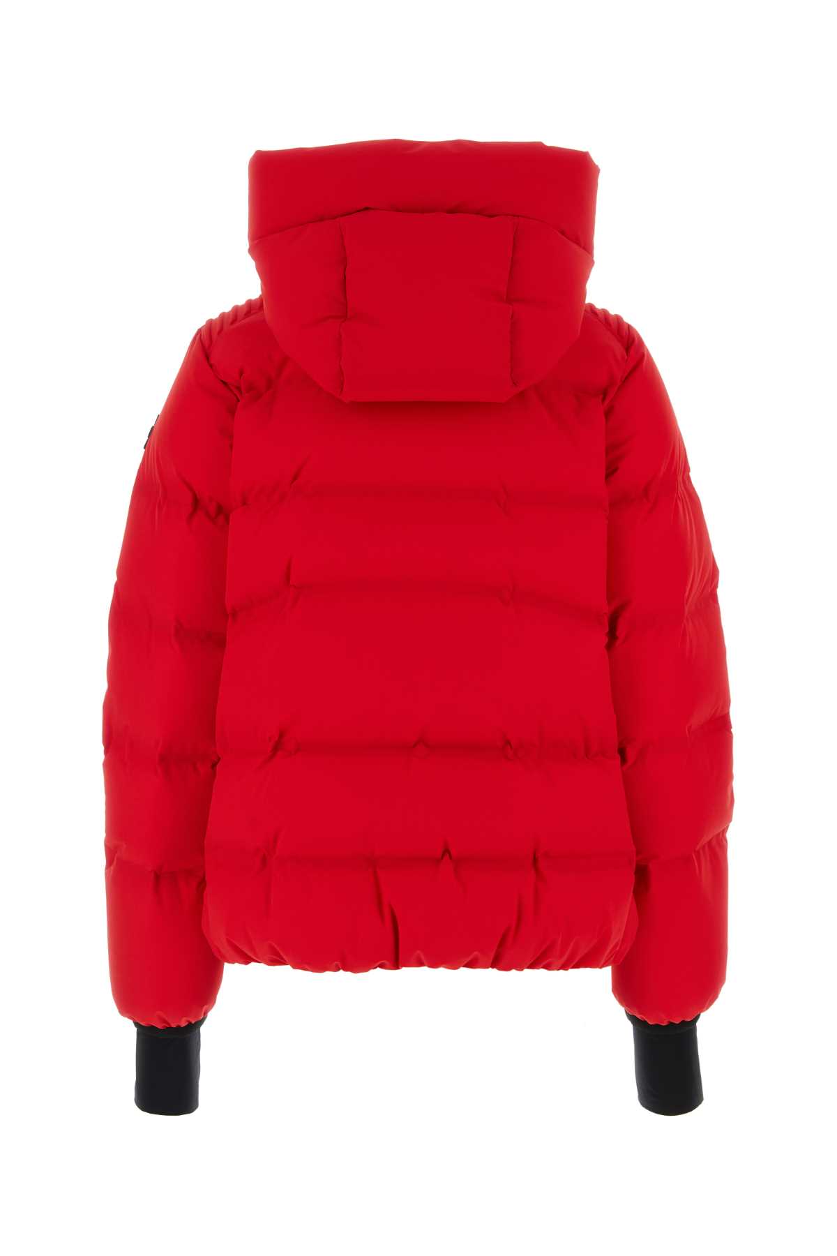 Shop Moncler Red Stretch Nylon Suisse Down Jacket In 453