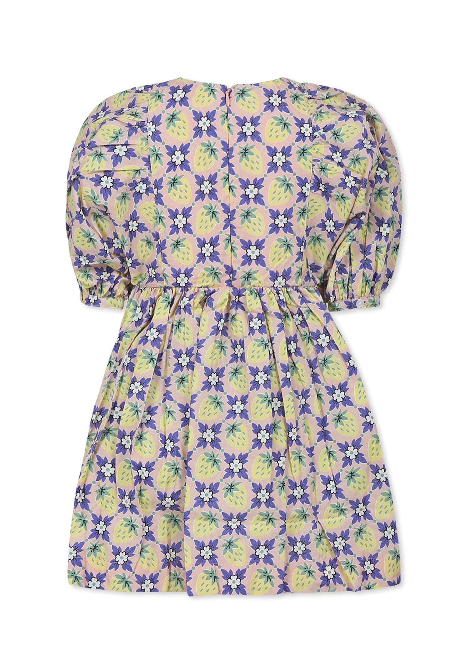 Molo Multicolor Dress For Girl With Strawberry And Floral Print In Multicolor