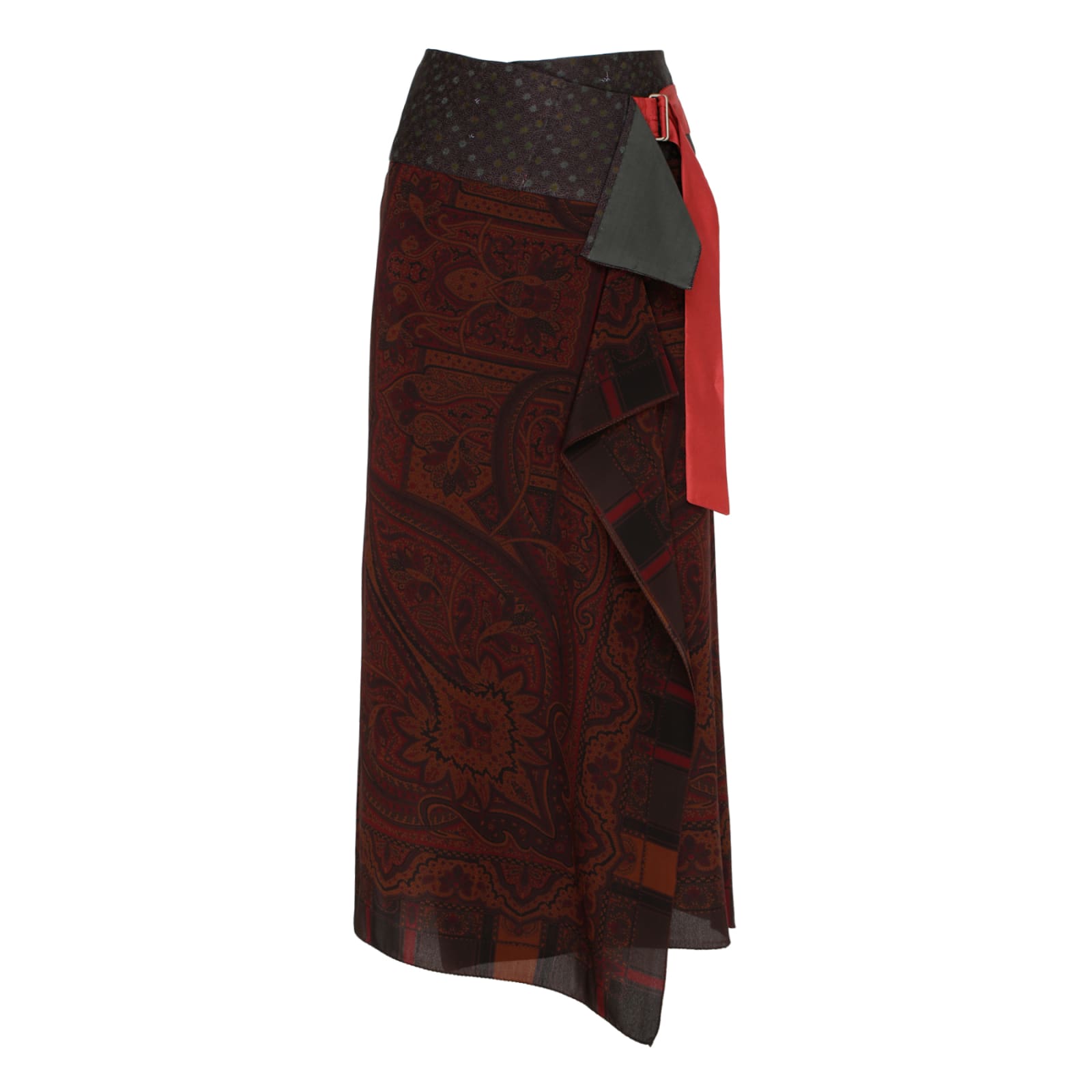 Ibrigu Multicolor Silk Wrap Midi Skirt