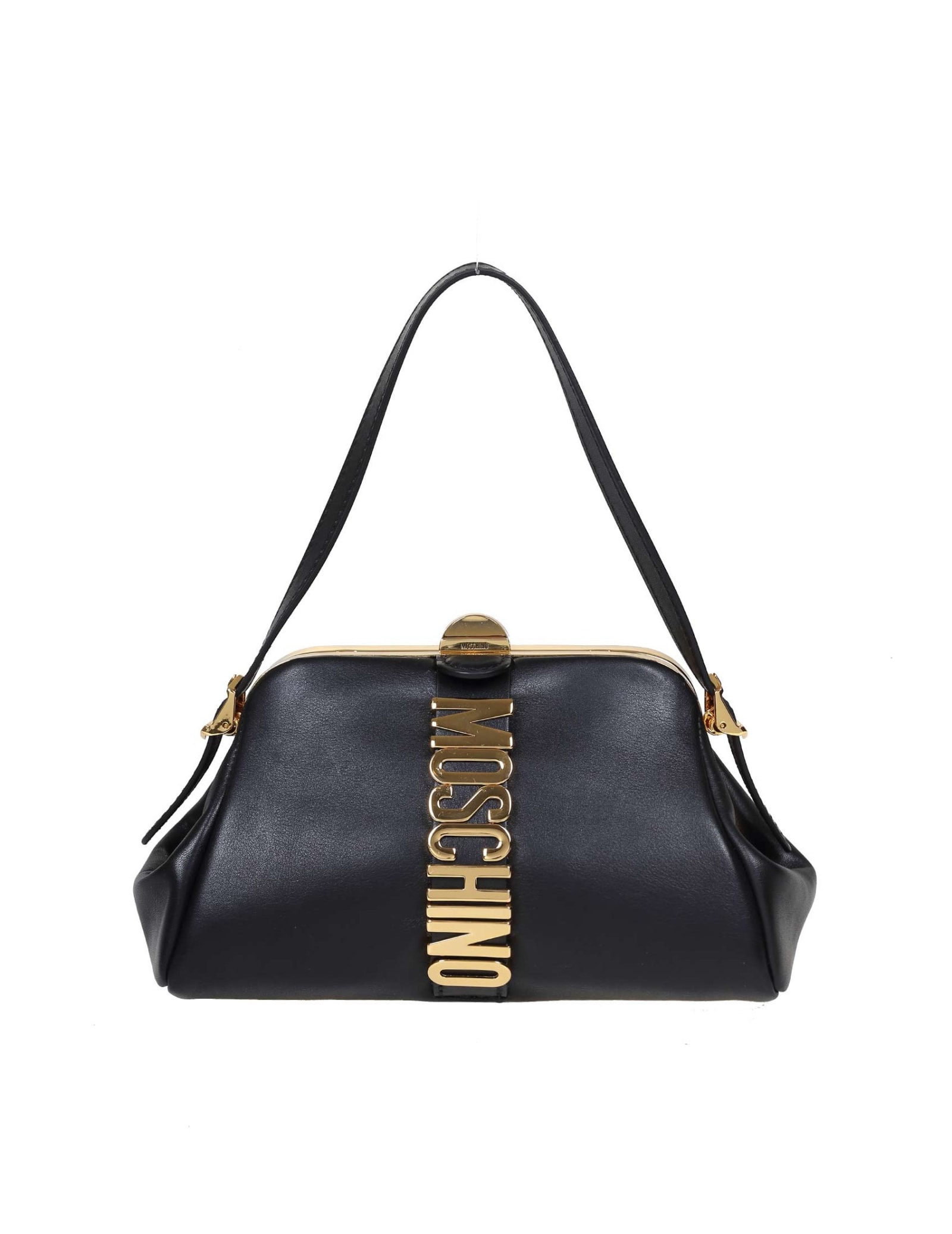 Moschino Leather Handbag With Lettering Logo