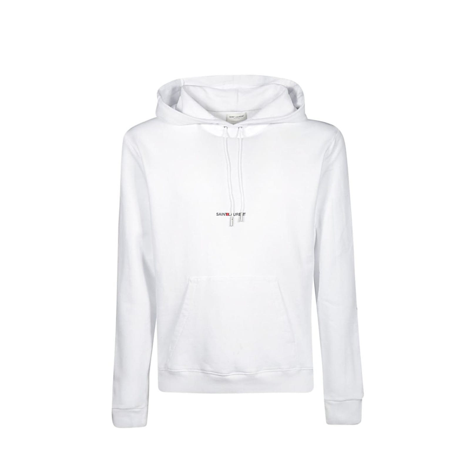 Saint Laurent Logo Hoodie Sweatshirt In White