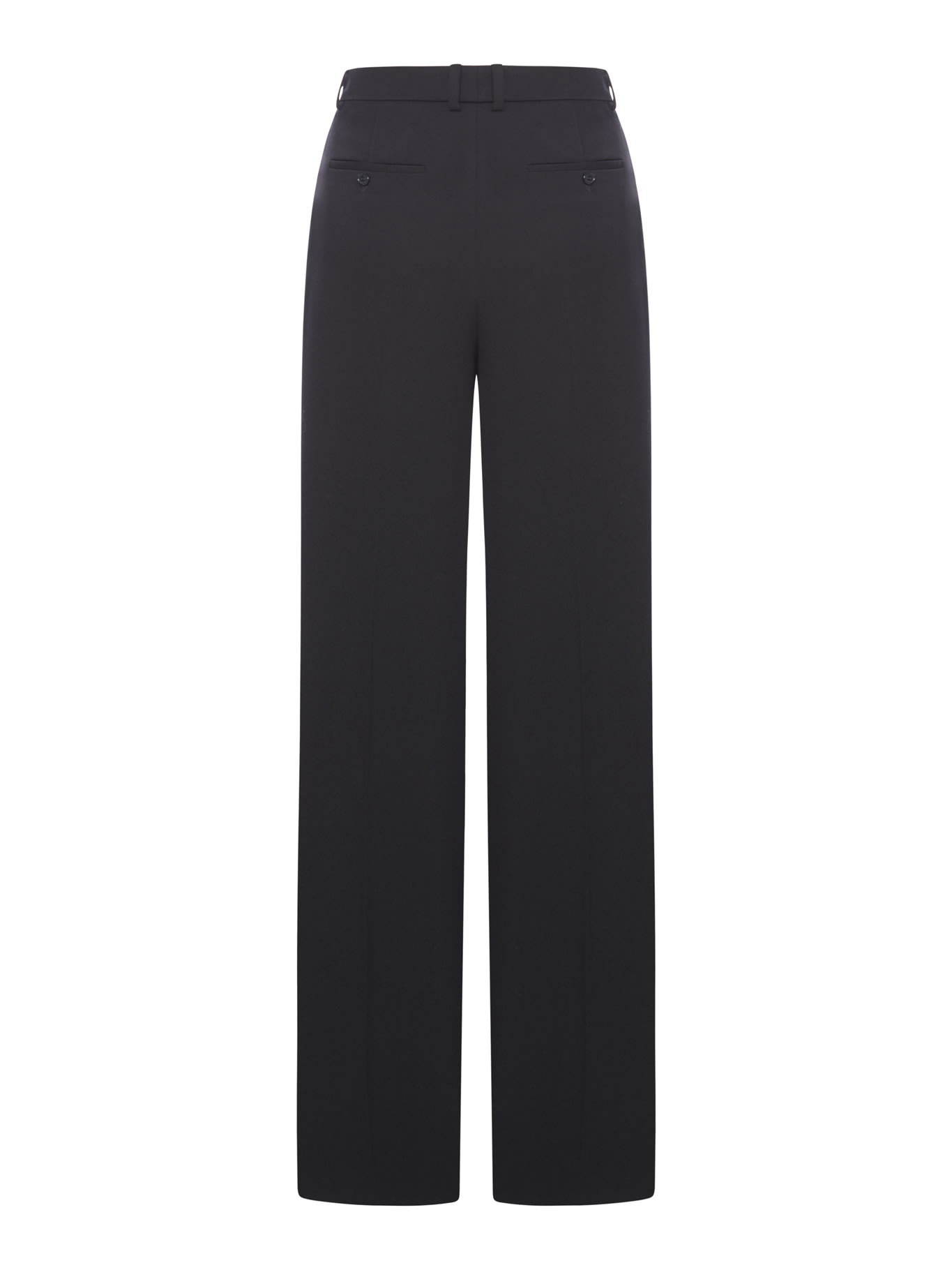 Saint Laurent Wide Leg Trousers In Grain De Poudre In Noir