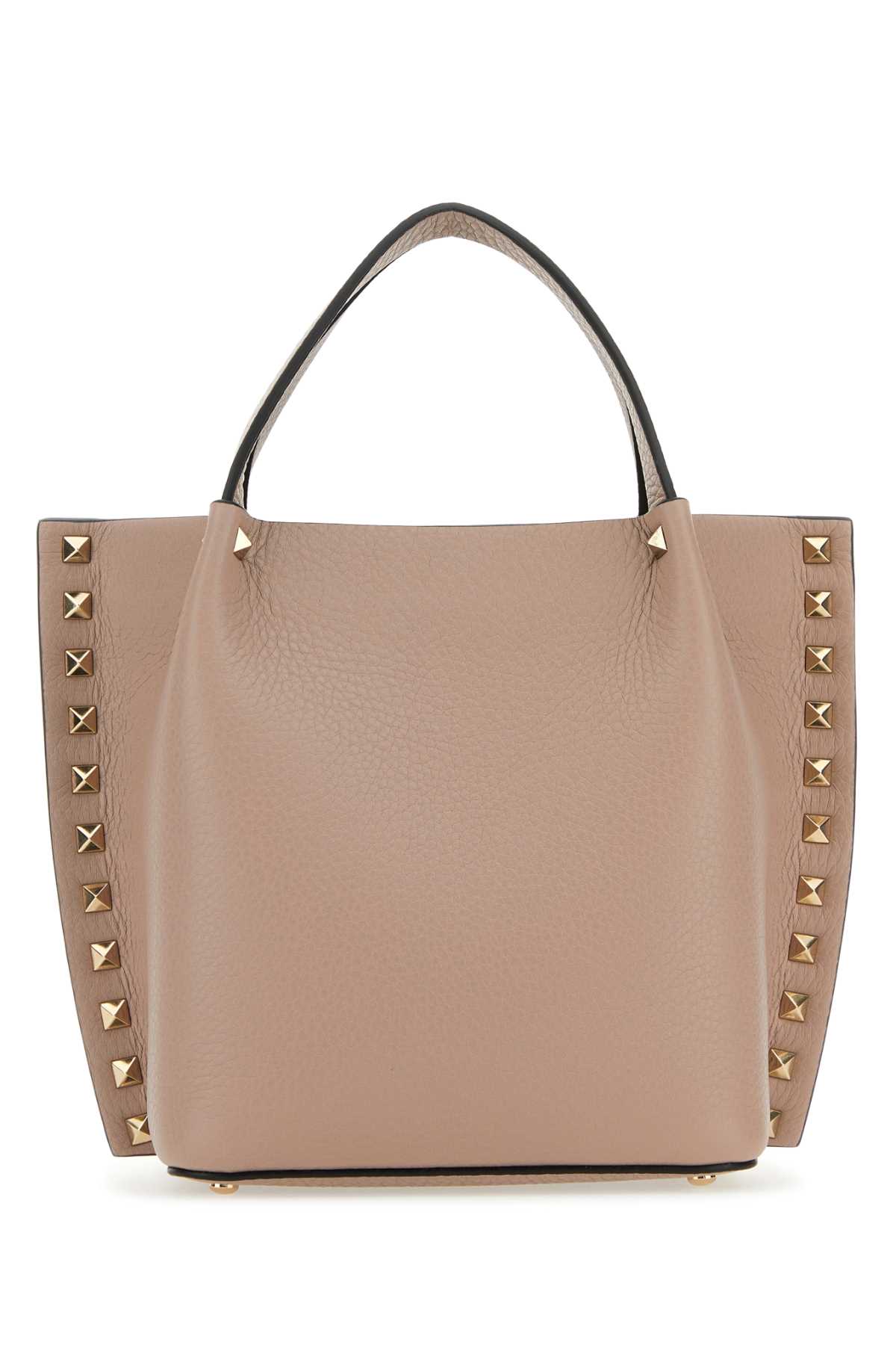 Shop Valentino Antiqued Pink Leather Rockstud Handbag In Poudre