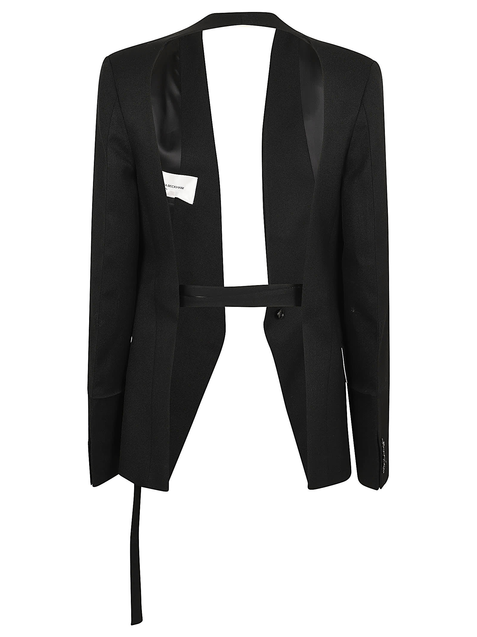 Shop Victoria Beckham Shrunken Collarless Open-back Jacket In Black