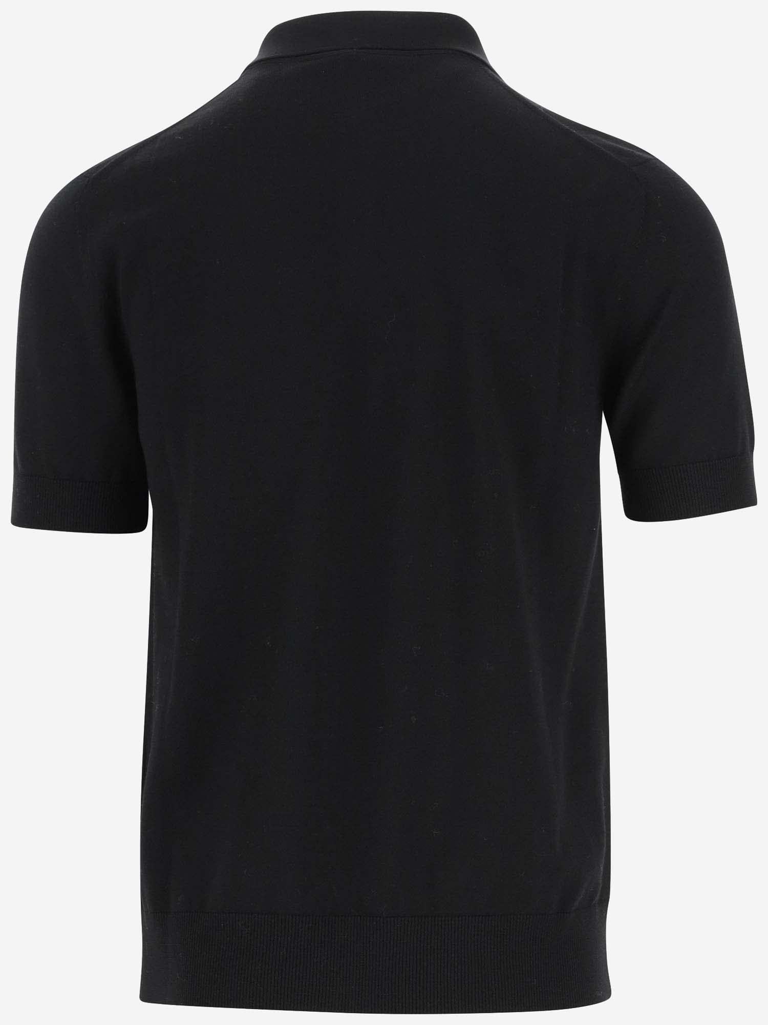 Shop Dolce & Gabbana Wool Polo Shirt With Logo In Black