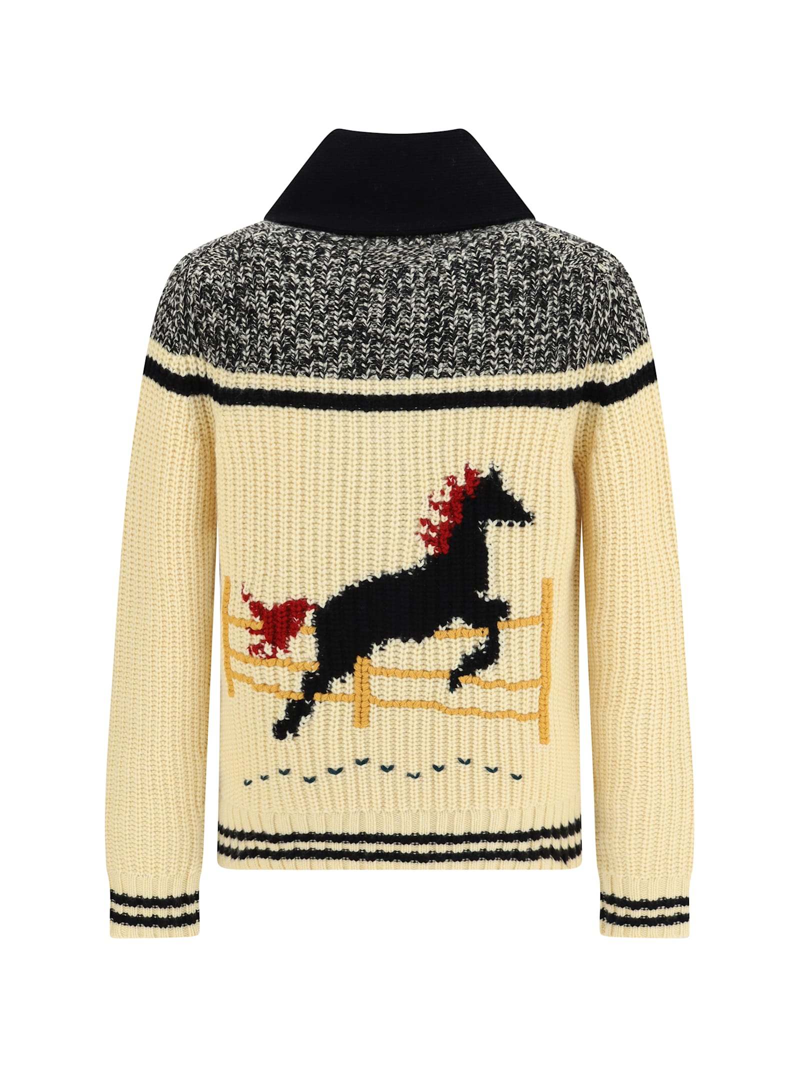 Guest In Residence Rodeo Shawl-collar Intarsia-knit Wool And Cashmere-blend Cardigan In Black