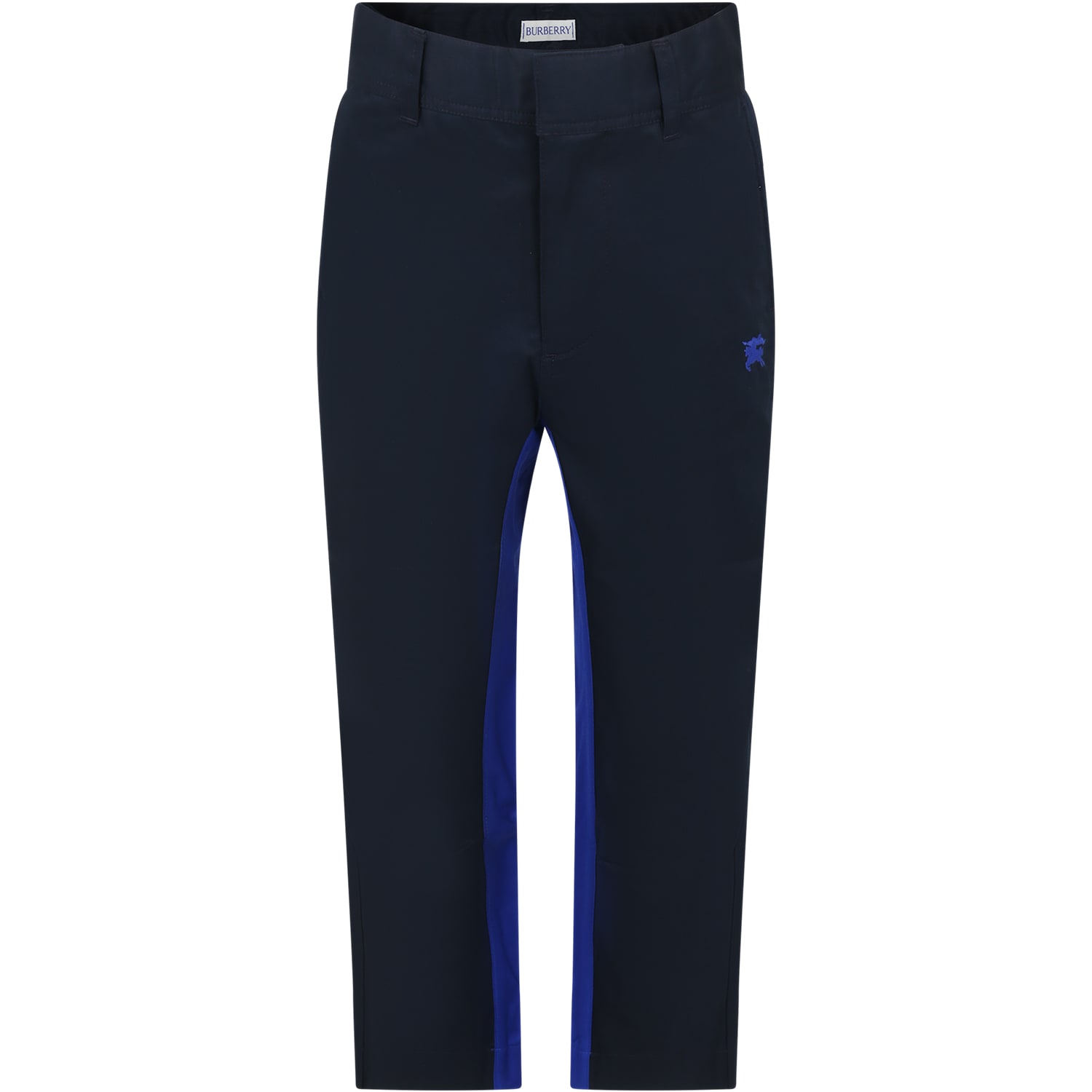 Burberry Kids' Blue Trousers For Boy With Embroidery