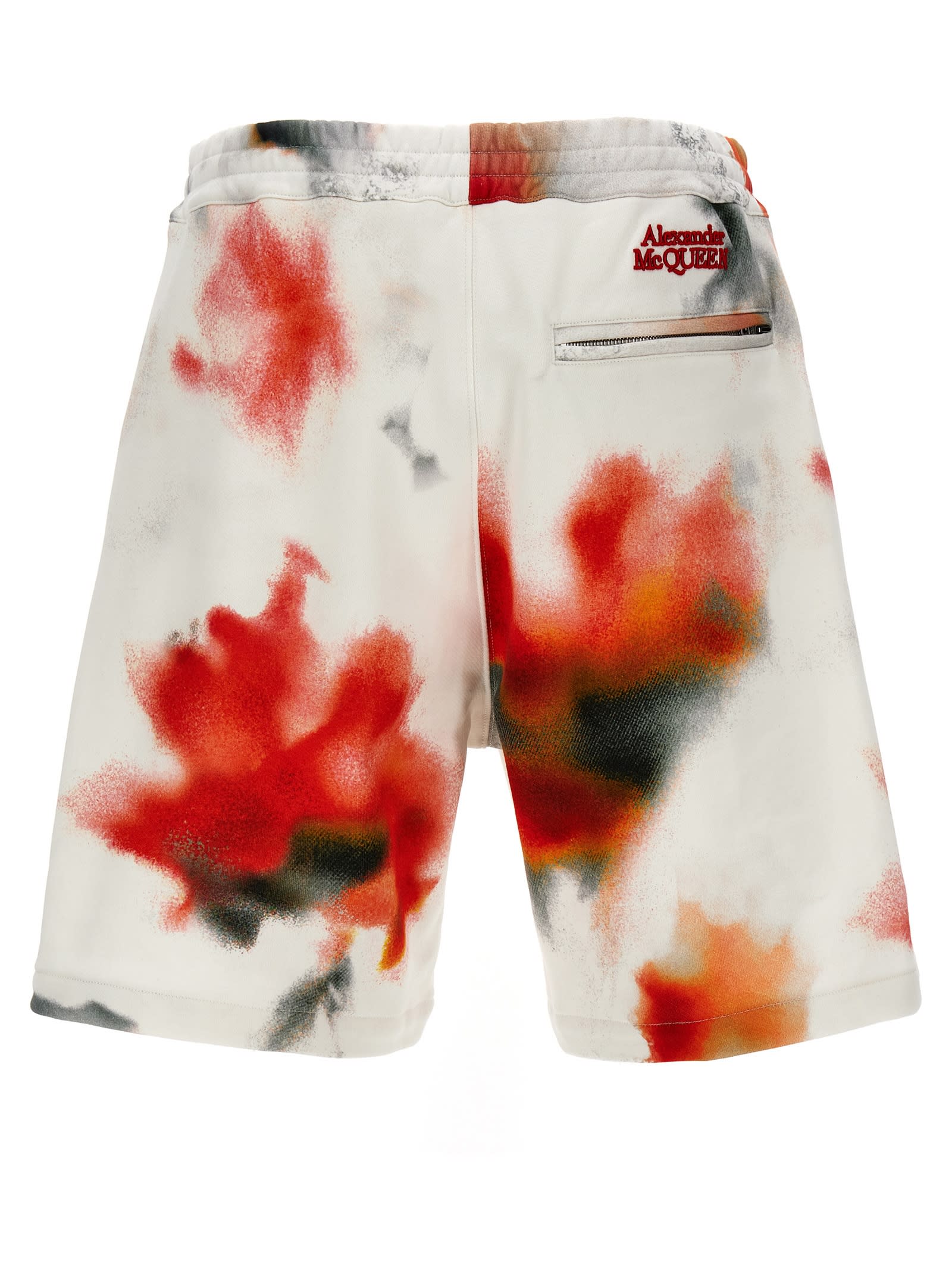 Alexander Mcqueen Obscured Flower Bermuda And Short Multicolor In White