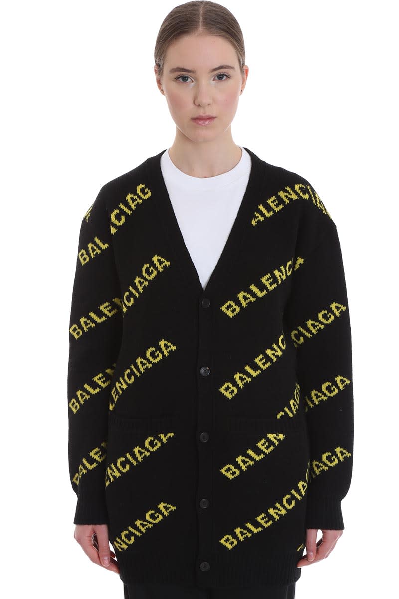 BALENCIAGA CARDIGAN IN BLACK WOOL,11317596