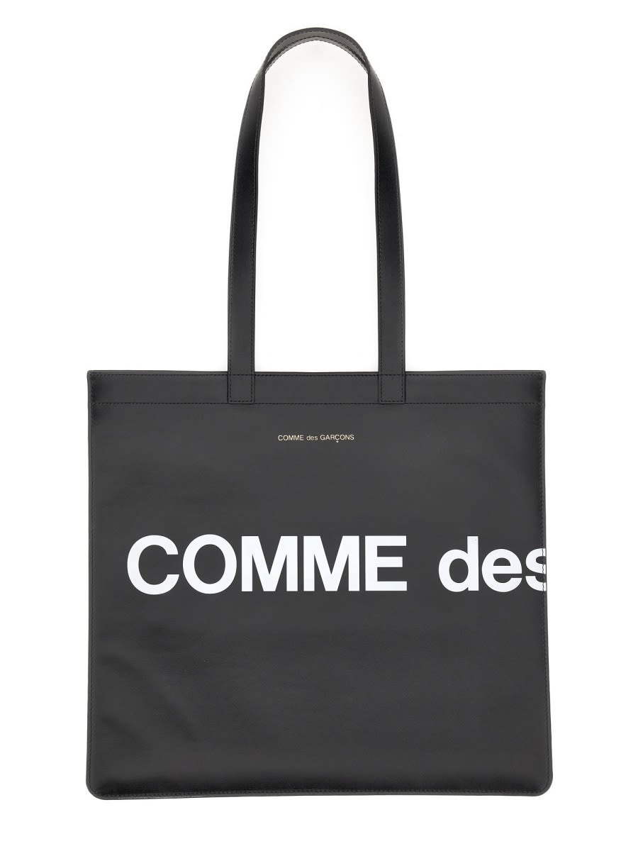 Shop Comme Des Garçons Huge Logo Tote Bag In Black
