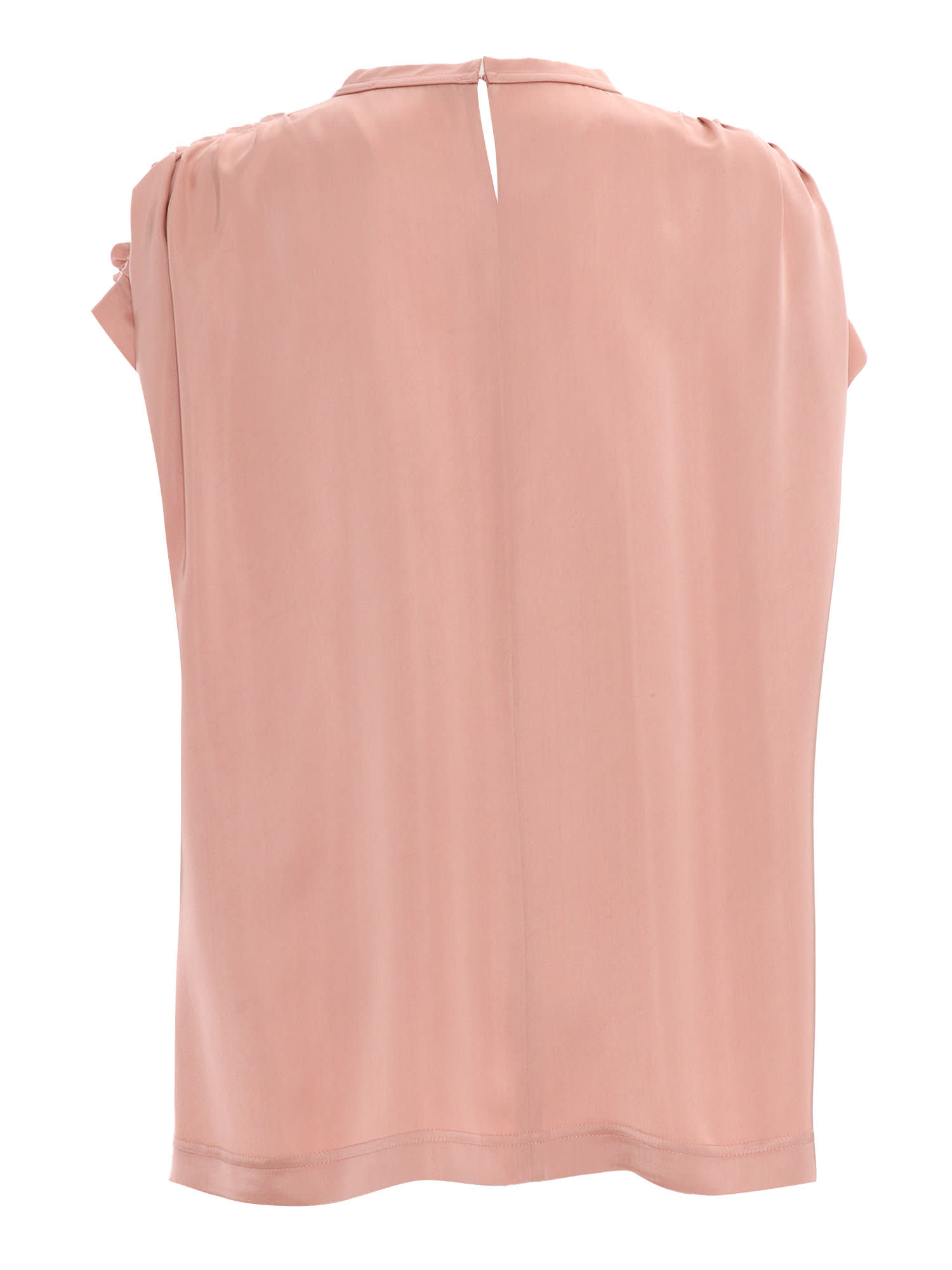 Fabiana Filippi Viscose Satin Top With Gathered Shoulder In Pink