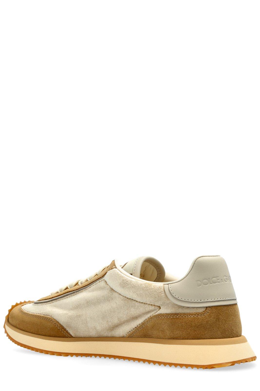Dolce & Gabbana Low Top Sneakers With Dg Cushion Style In Beige
