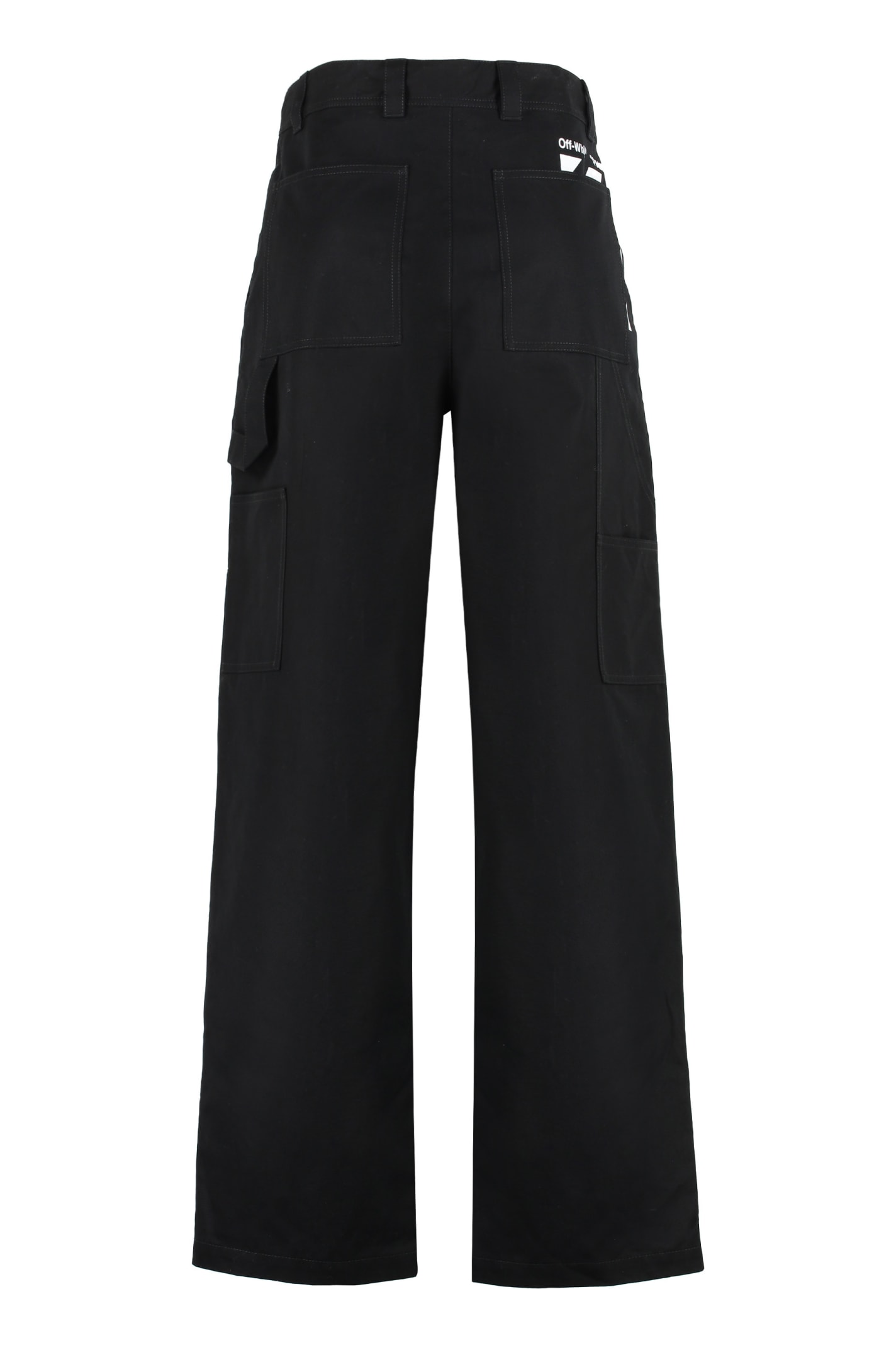 Shop Off-white Cotton Cargo-trousers In Black