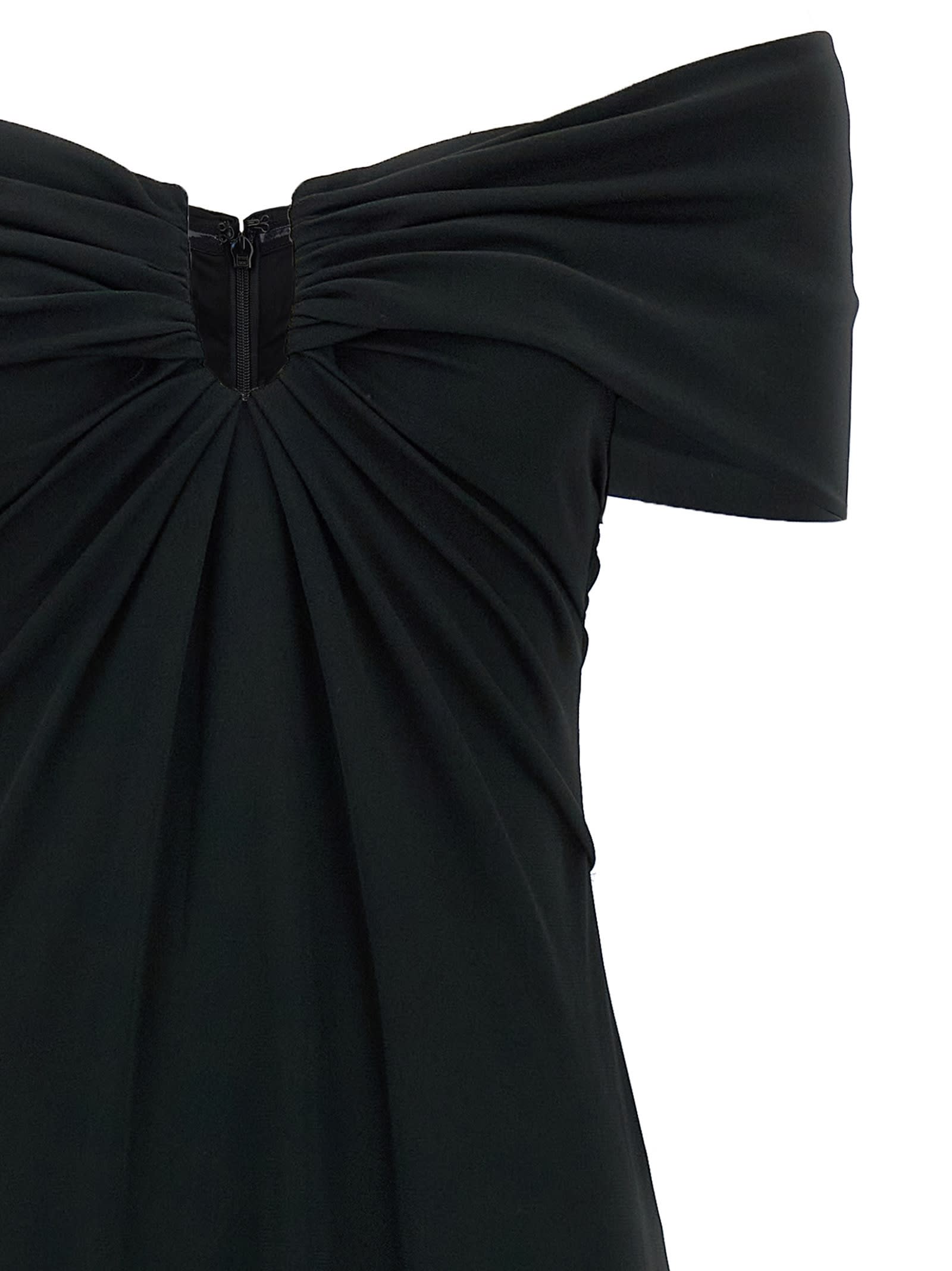 Carolina Herrera Off-shoulder Gown Dress In Black