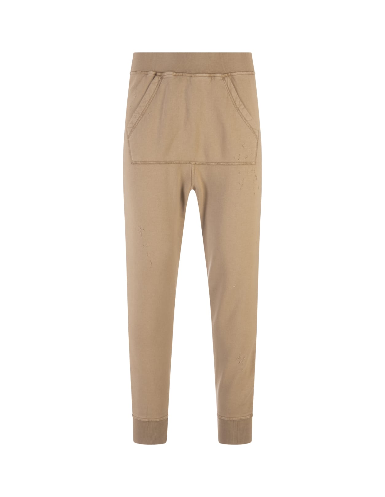Dsquared2 Beige Slim Fit Joggers With Logo And Destroyed Effect