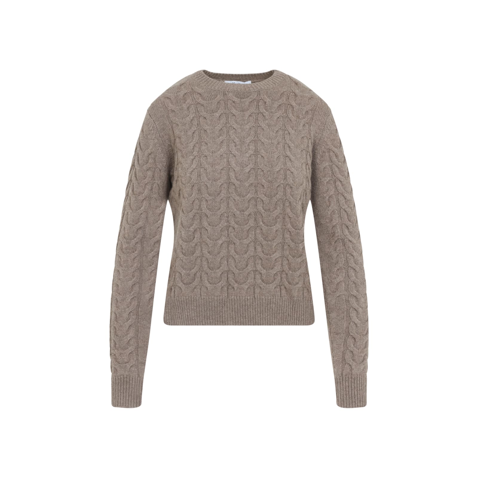 Max Mara Aramis Cable Knit Crew Neck Sweater In Gray