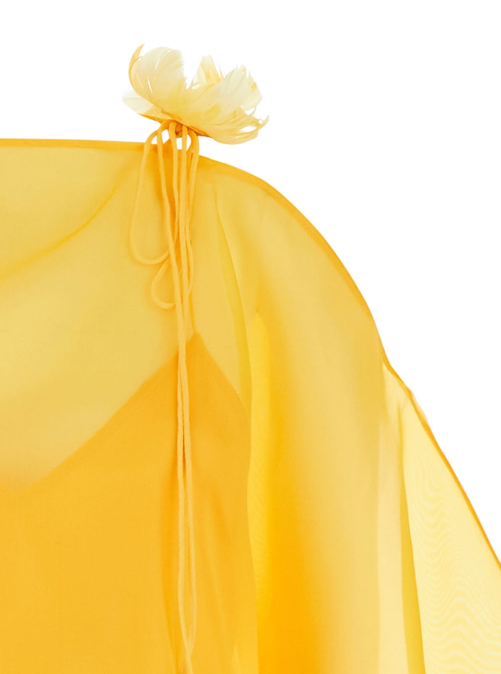 Taller Marmo 'sza' Yellow Caftan With Semi-transparent Design And Flower Detail In Yellow