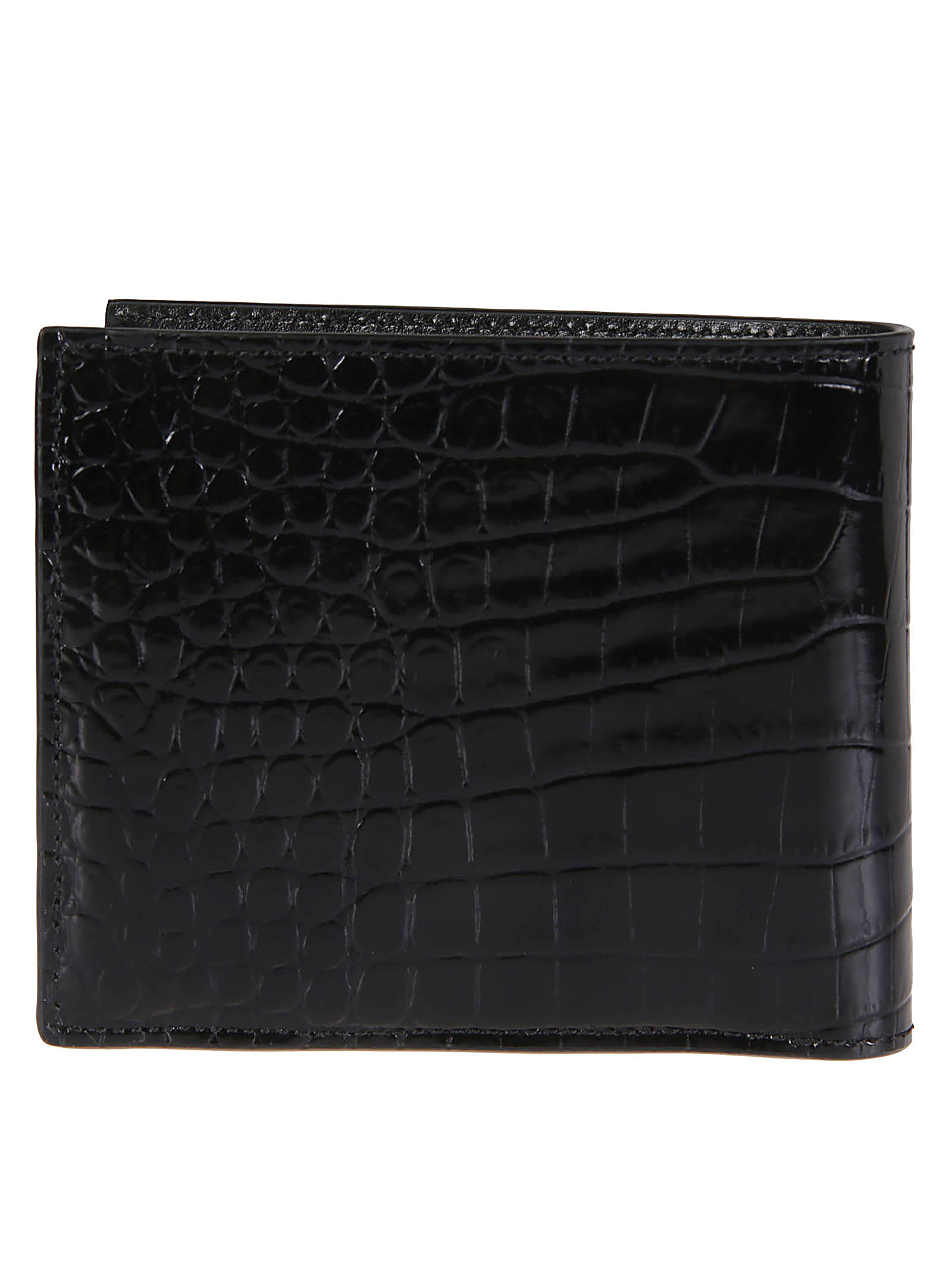 Shop Tom Ford Printed Alligator Bifold Wallet In Black