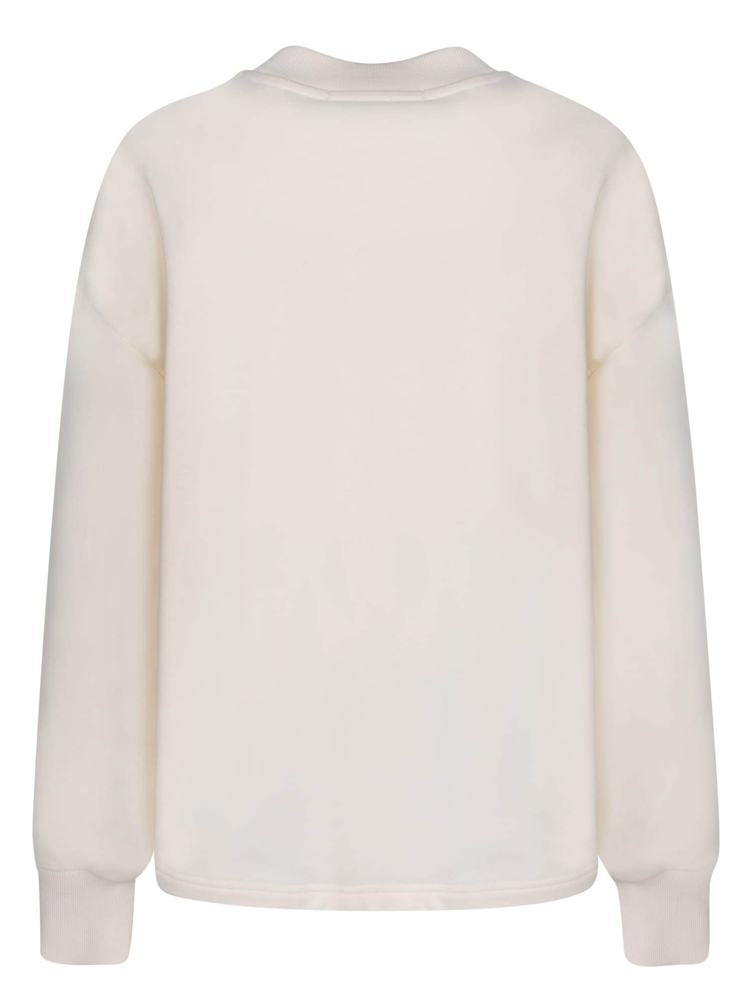 Shop Msgm Front Logo Cream Sweatshirt In White