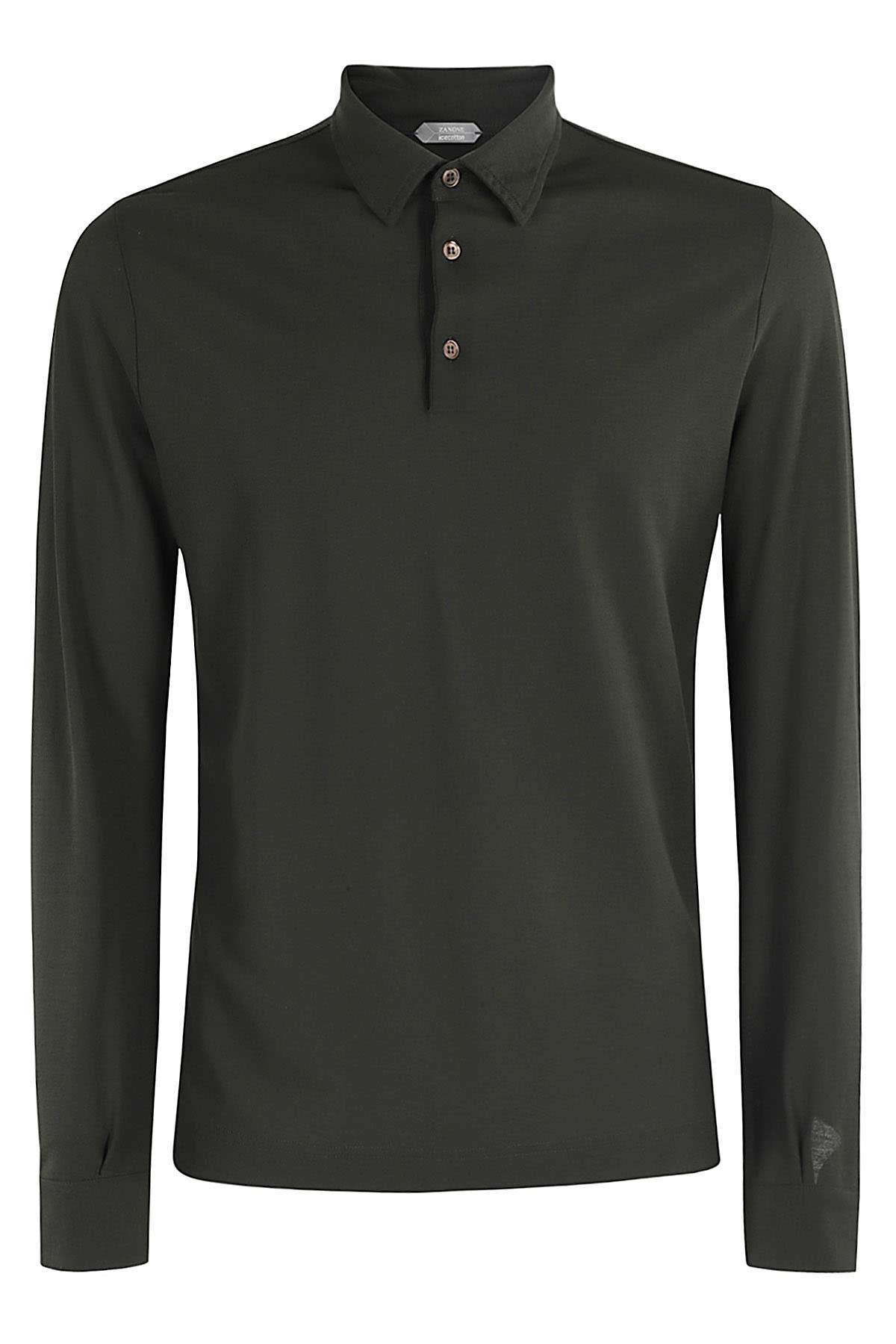 Zanone Long-sleeved Cotton Polo Shirt In Moro
