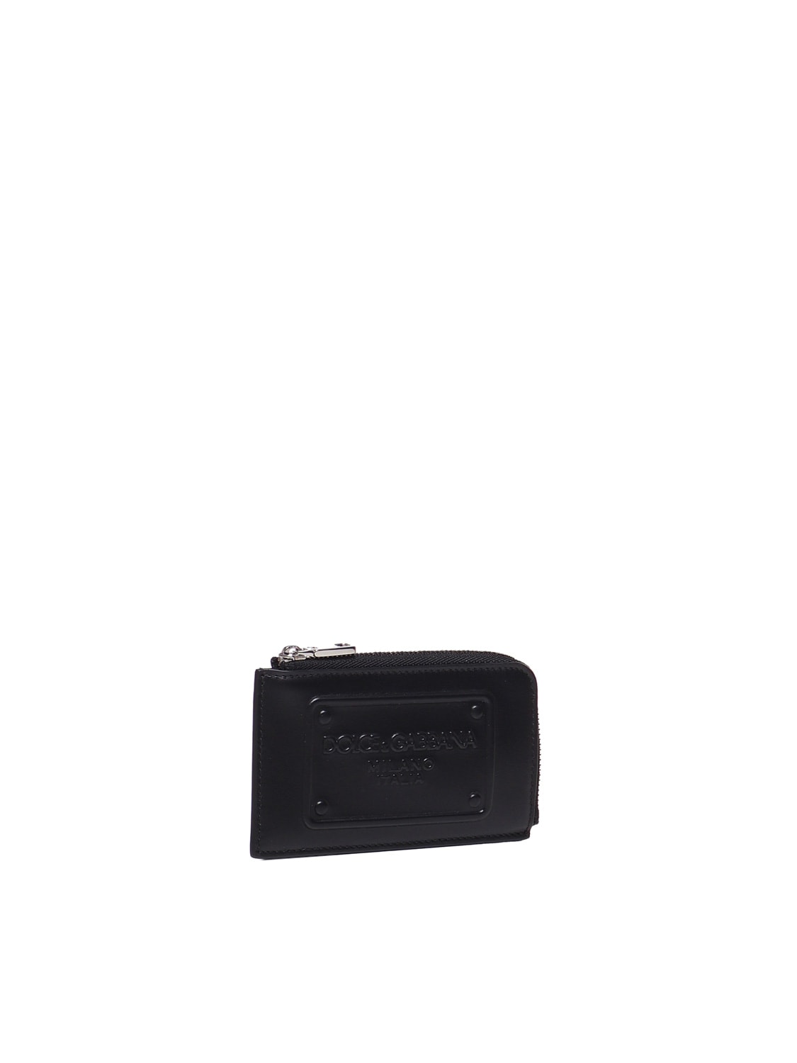 Shop Dolce & Gabbana French Flap Wallet In Calfskin With Embossed Logo In Black