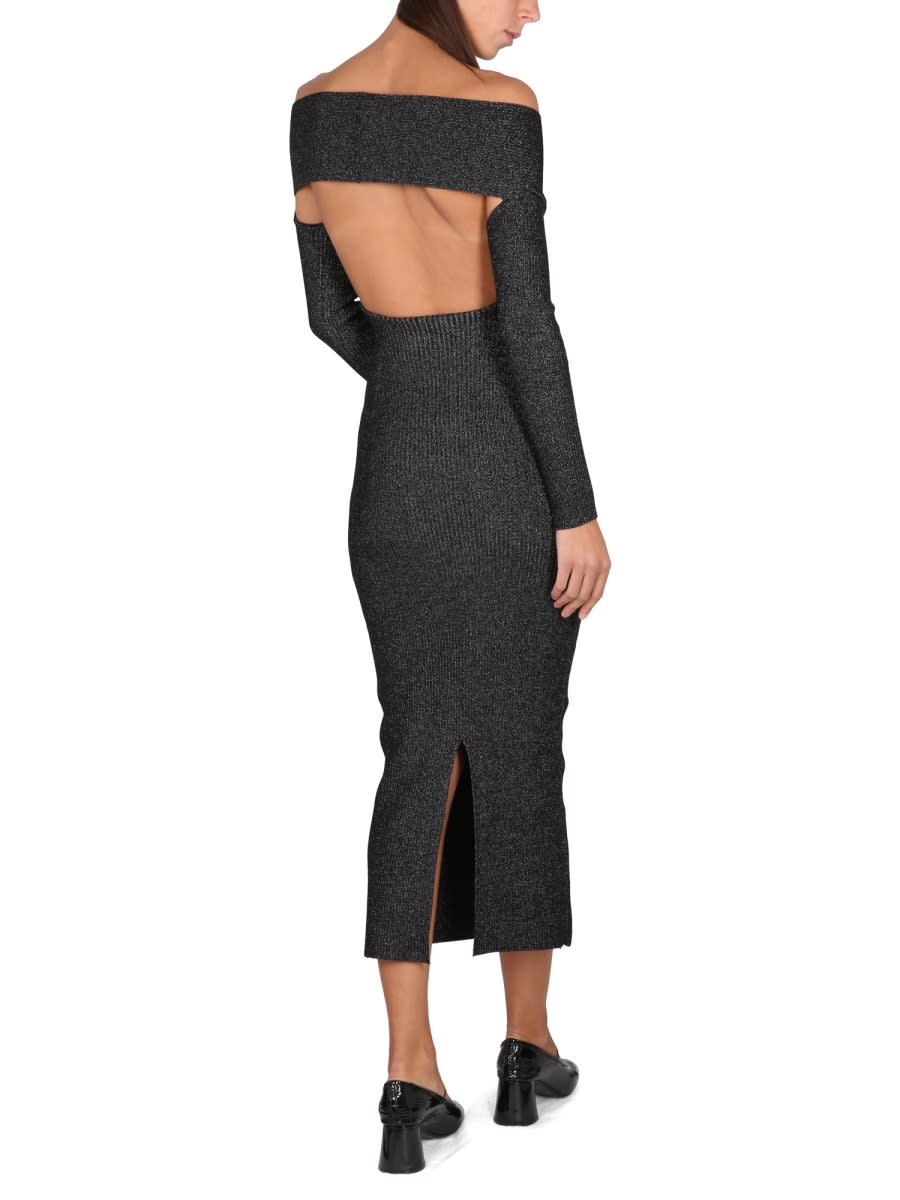 Khaite Marisole Cutout Metallic Ribbed-knit Midi Dress In Black