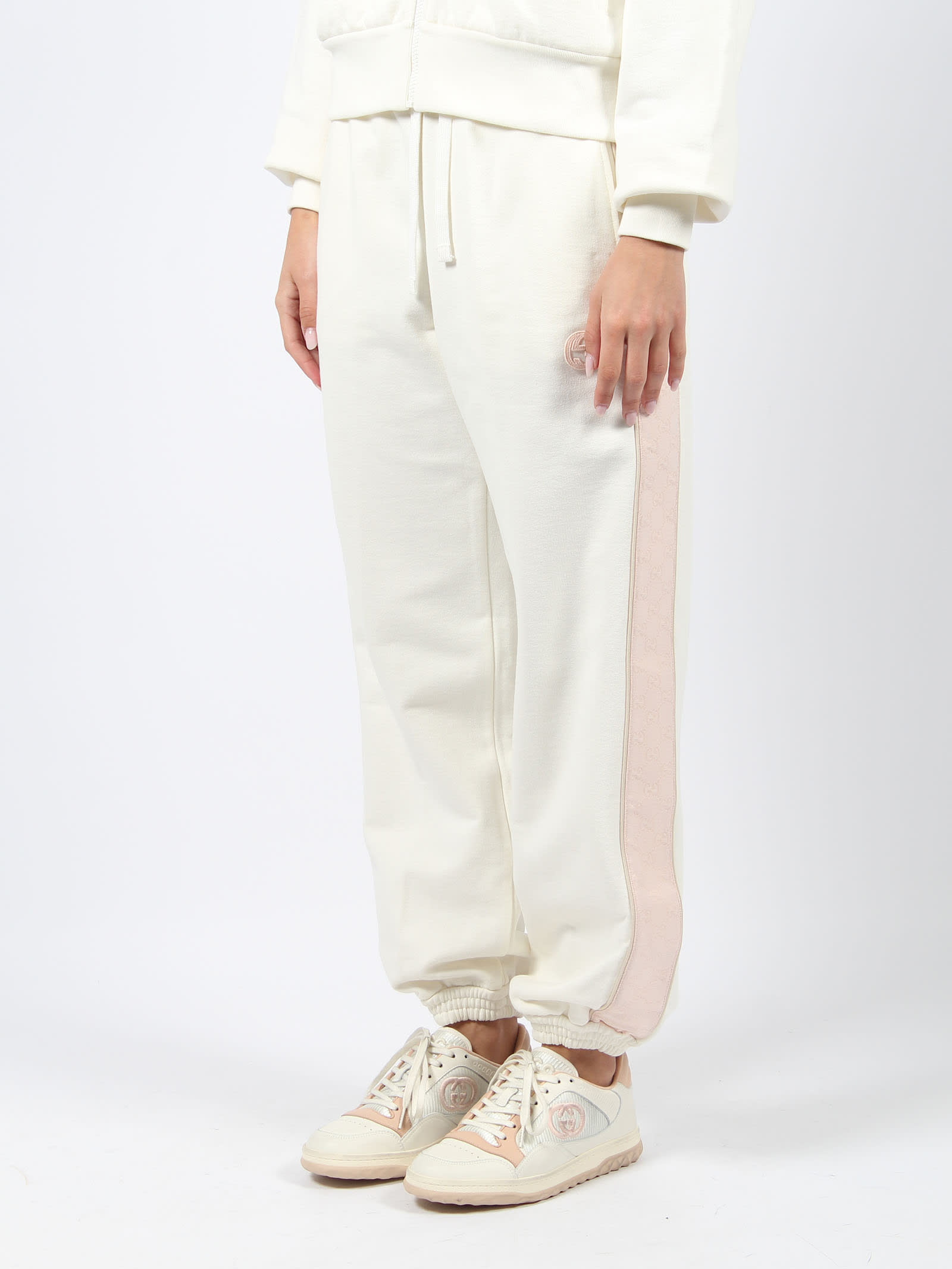 Shop Gucci Cotton Jersey Trackpant In Sunlight