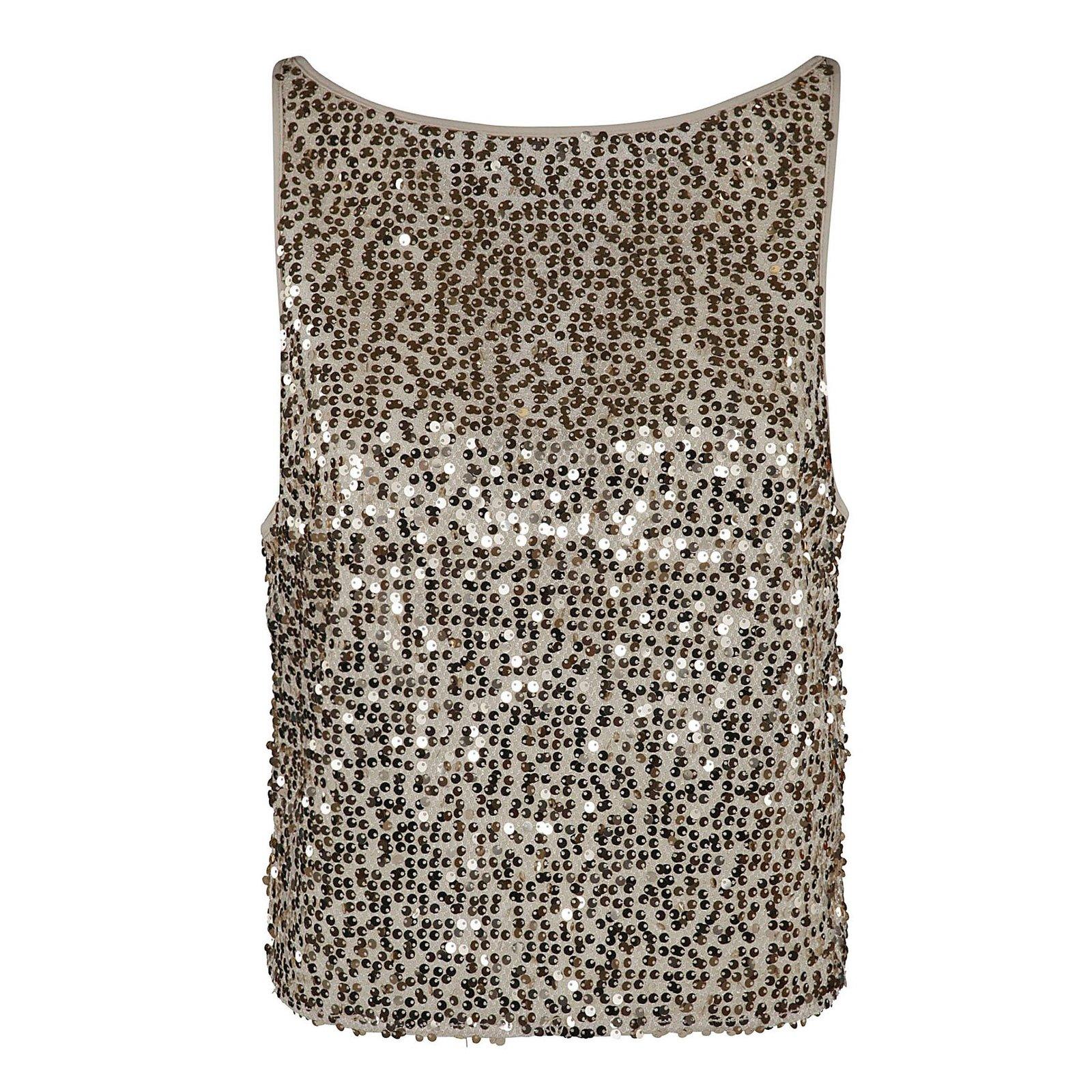 Net Sequins Boatneck Top