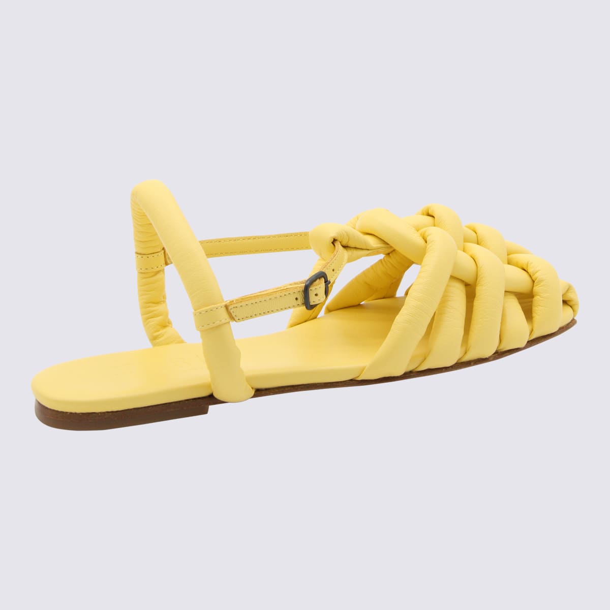 Shop Hereu Yellow Leather Cabersa Sandals In Banana
