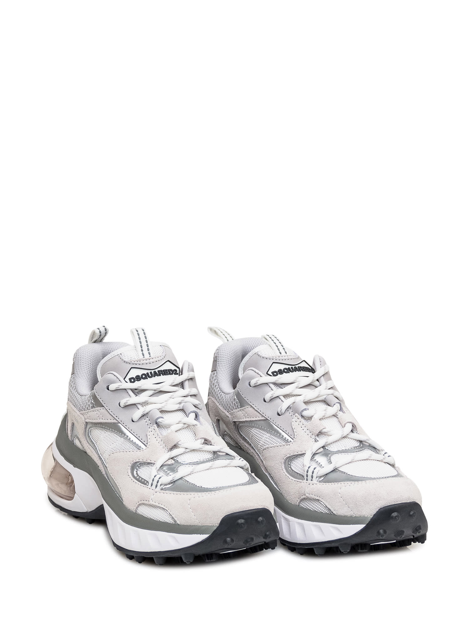 Shop Dsquared2 Bubble Sneaker In Bianco-grigio-argento