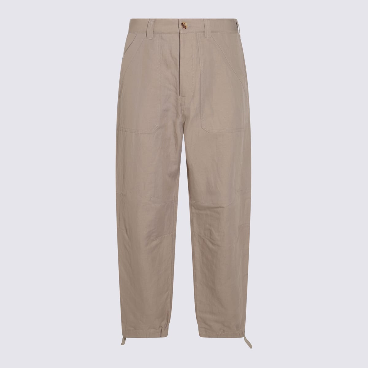 Brunello Cucinelli Beige Linen Pants In Brown