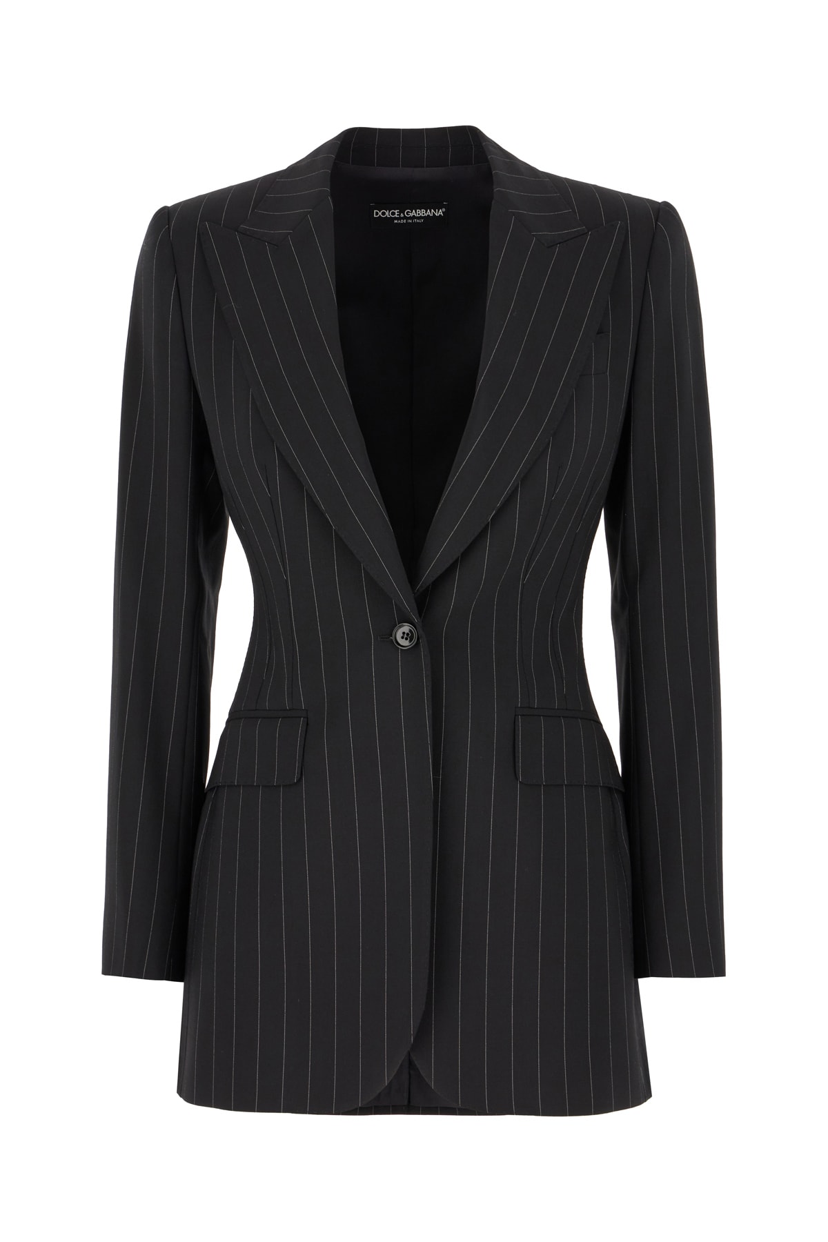 Dolce & Gabbana Embroidered Stretch Wool Blazer In Nerogessato