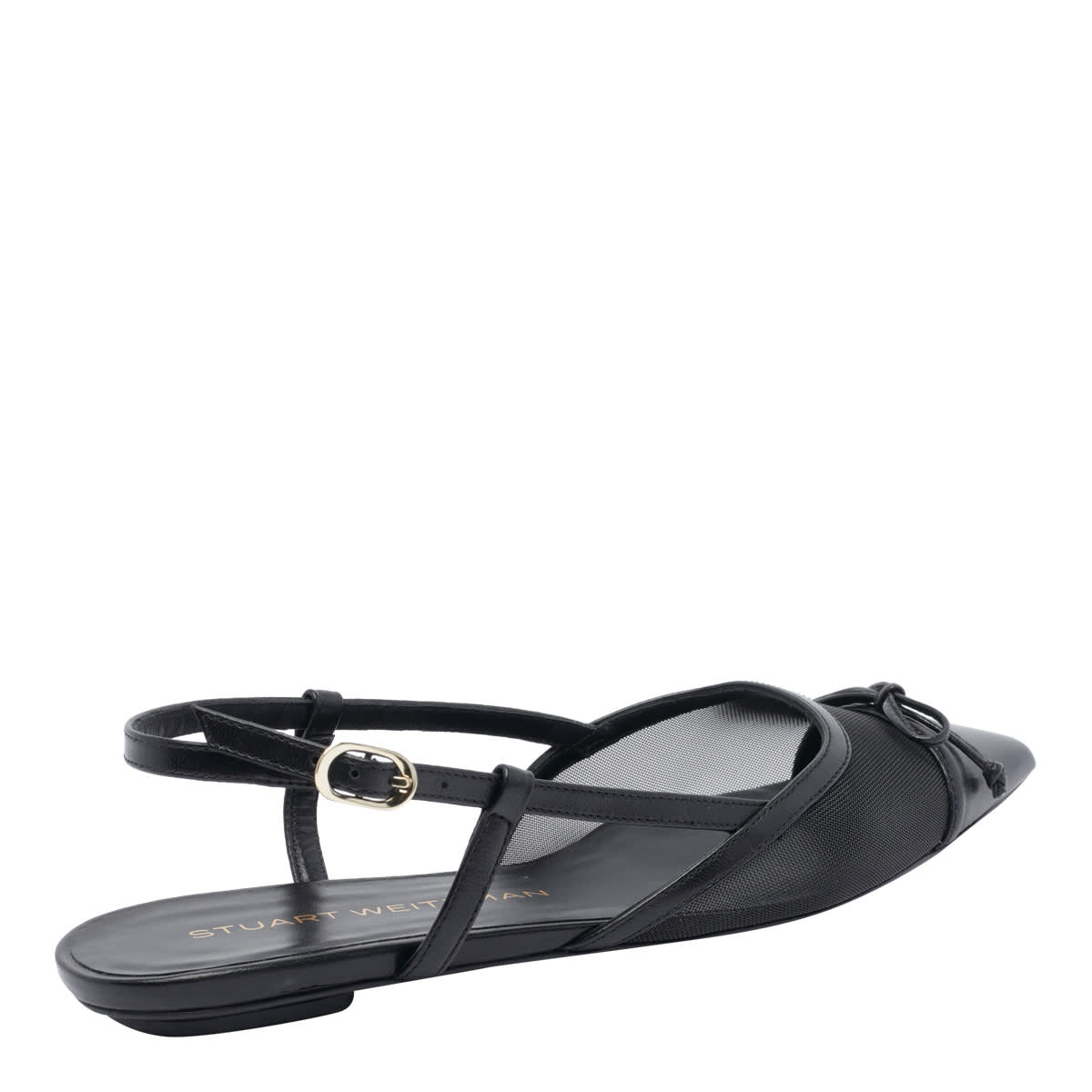 Stuart Weitzman Black Slingback Ballerinas With Pointed Design In Black