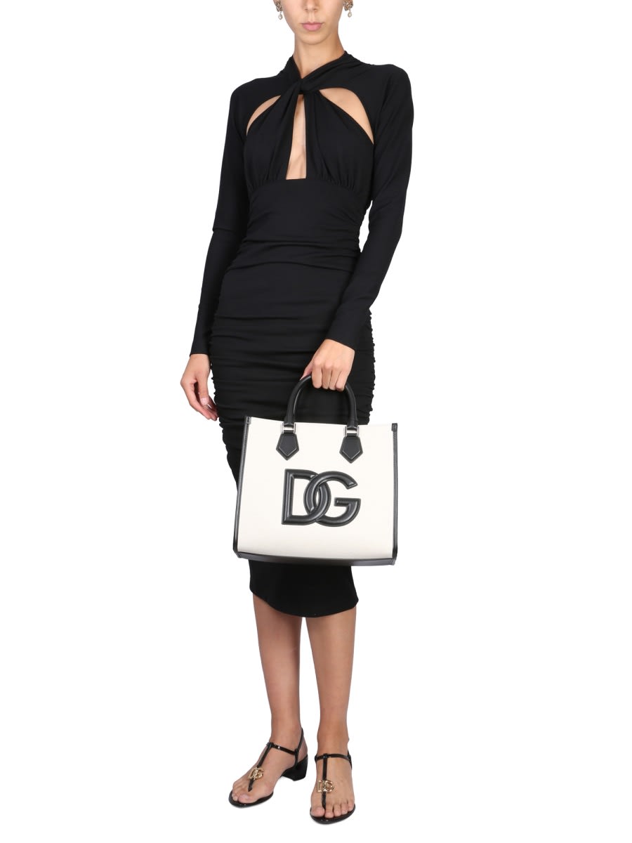 Shop Dolce & Gabbana Longuette Dress With Cut-out In Black