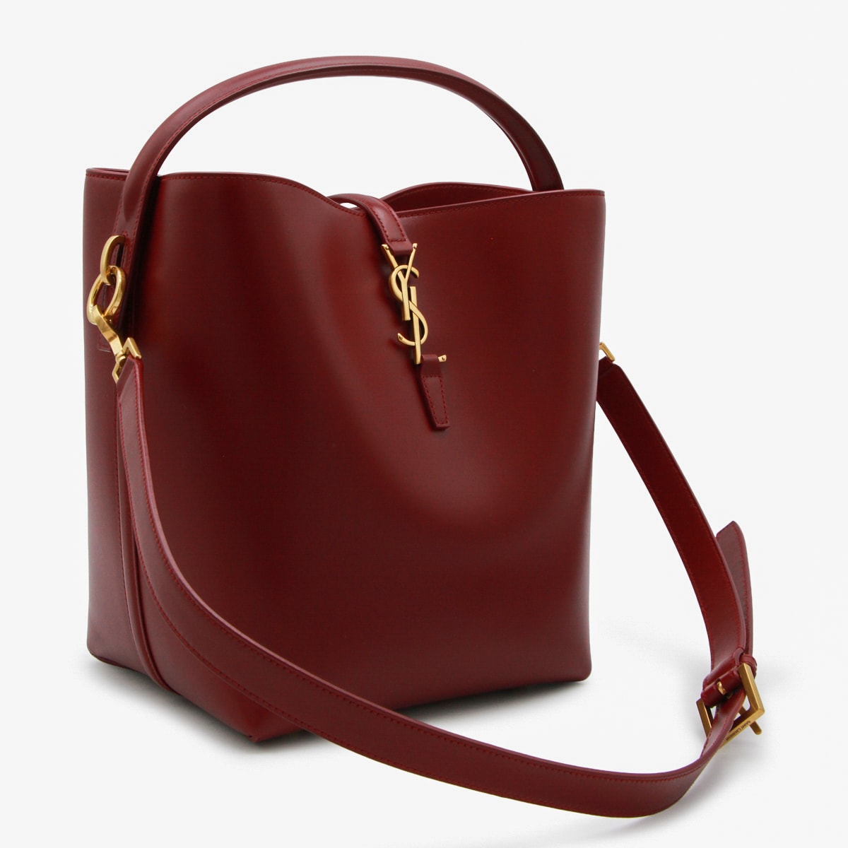 Saint Laurent Red Leather Le 37 Satchel In Burgundy
