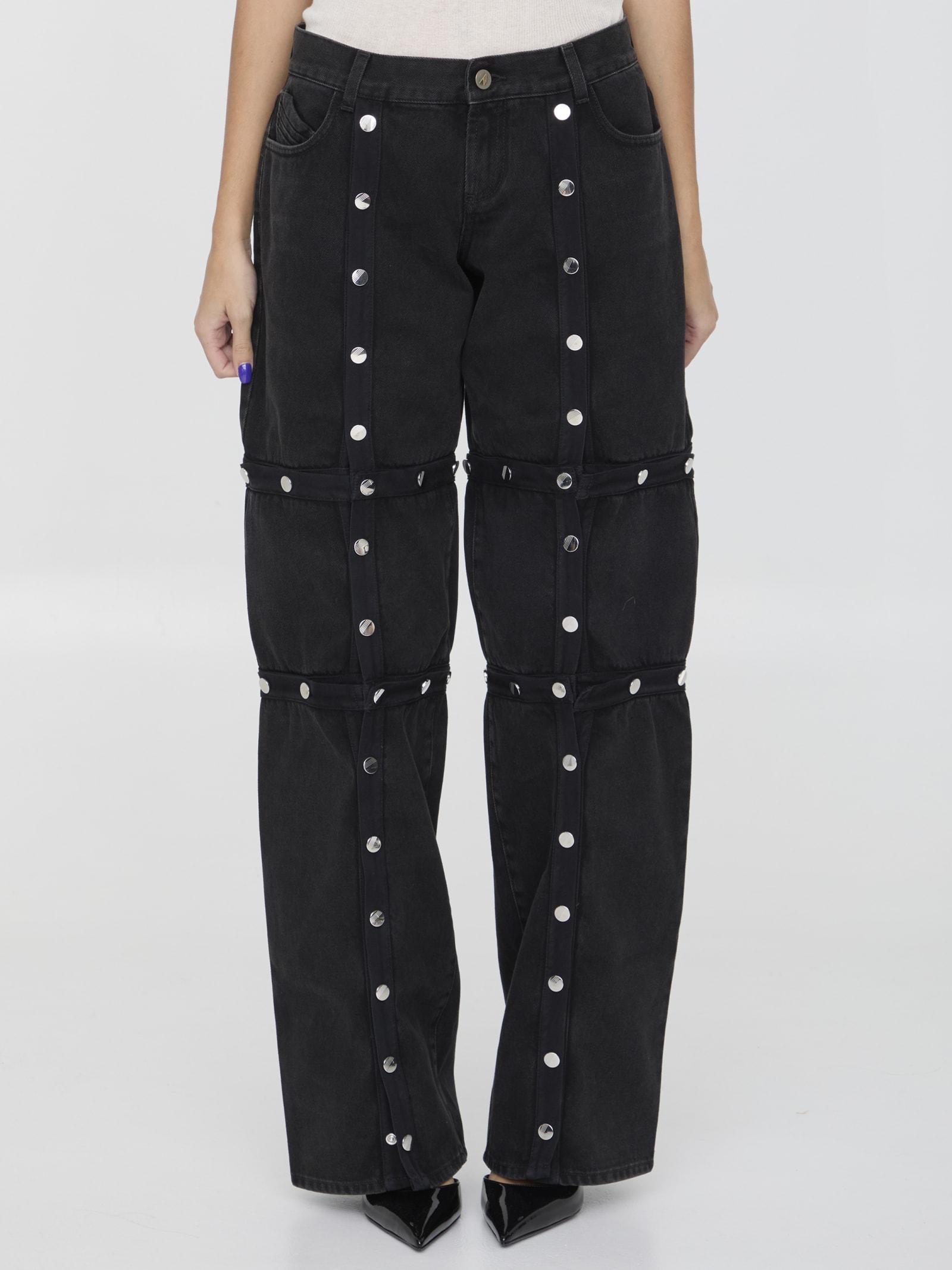 Shop Attico Snap-button Pants In Black