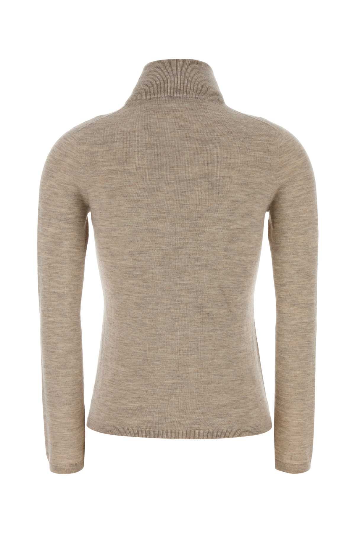 Max Mara Cashmere Turtleneck Sweater Ribbed Long Sleeves In Neutral