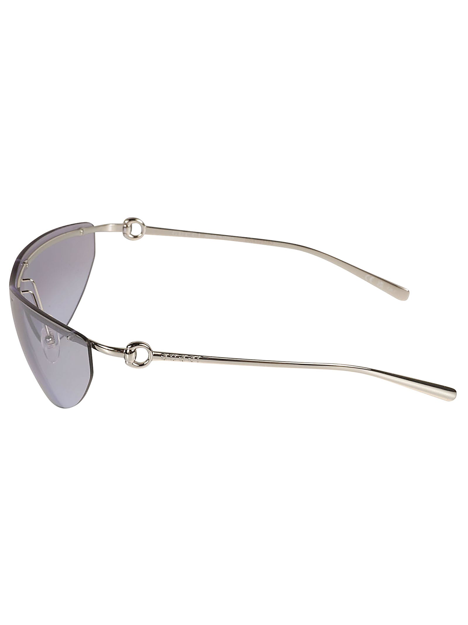 Gucci Shield Logo Lens Sunglasses In 003 Silver Silver Violet