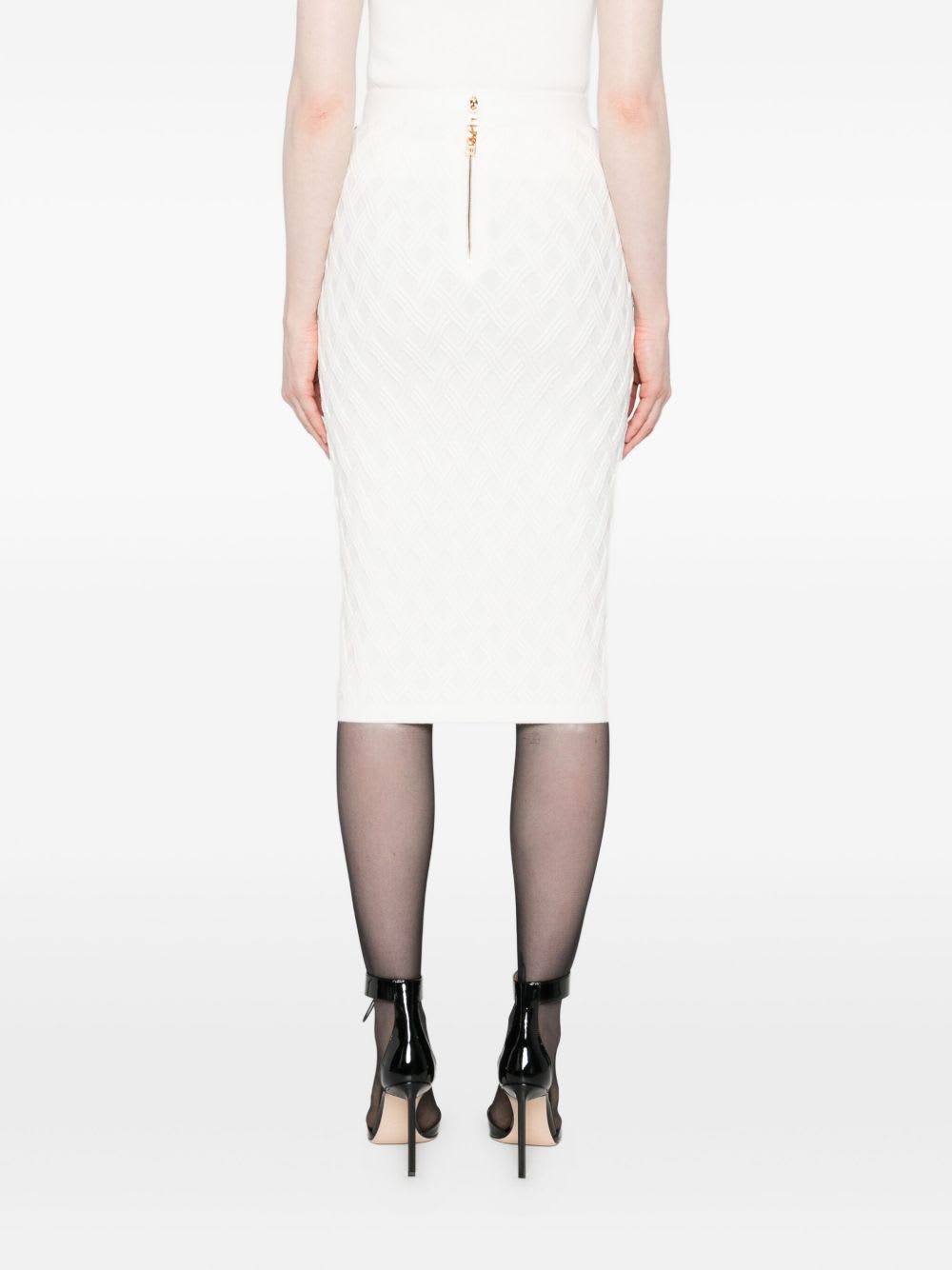 Elisabetta Franchi Knit Skirt With Chain Detail In White
