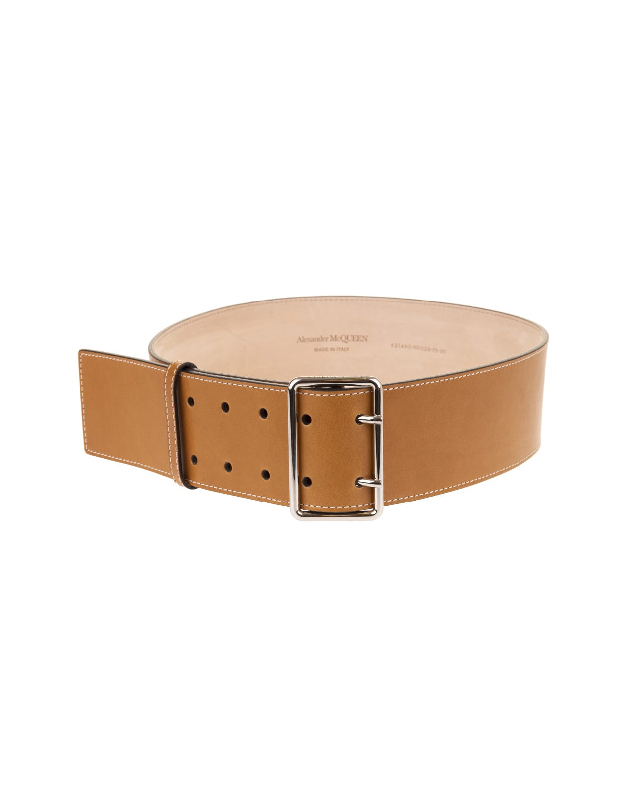 Alexander McQueen Woman Brown And Silver Military Belt