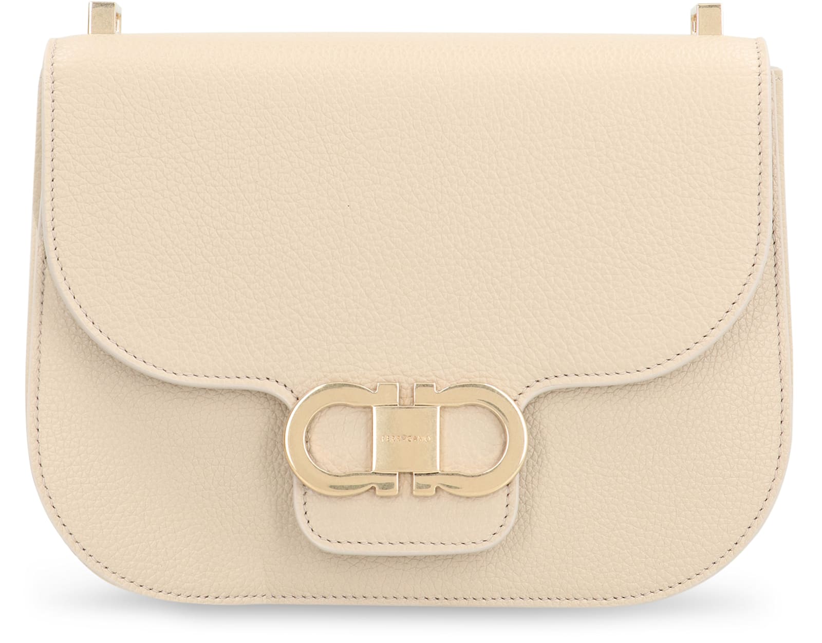 Ferragamo Double Gancini Cross Body Flap Bag In Sand