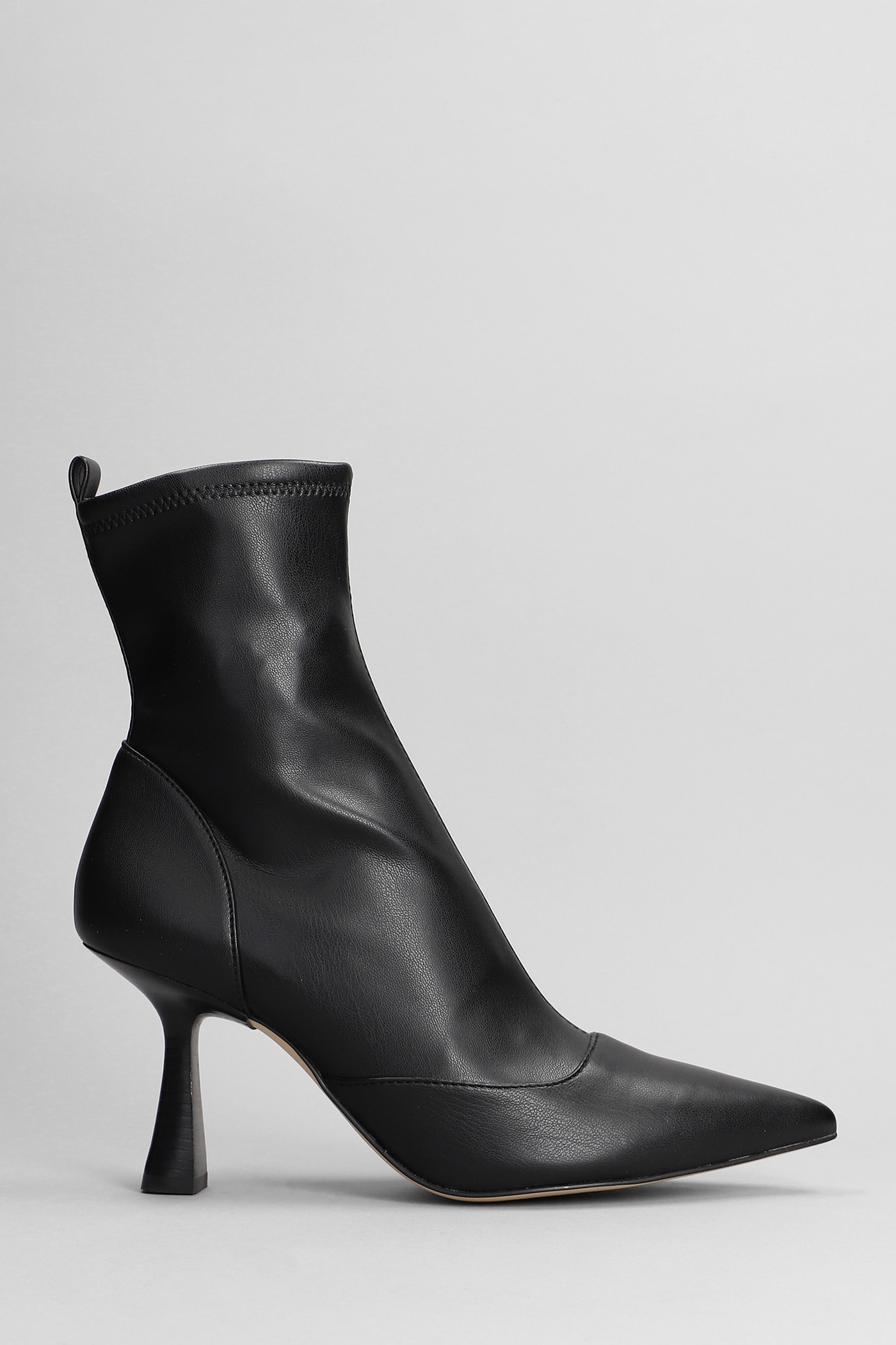 MICHAEL KORS CLARA HIGH HEELS ANKLE BOOTS IN BLACK LEATHER