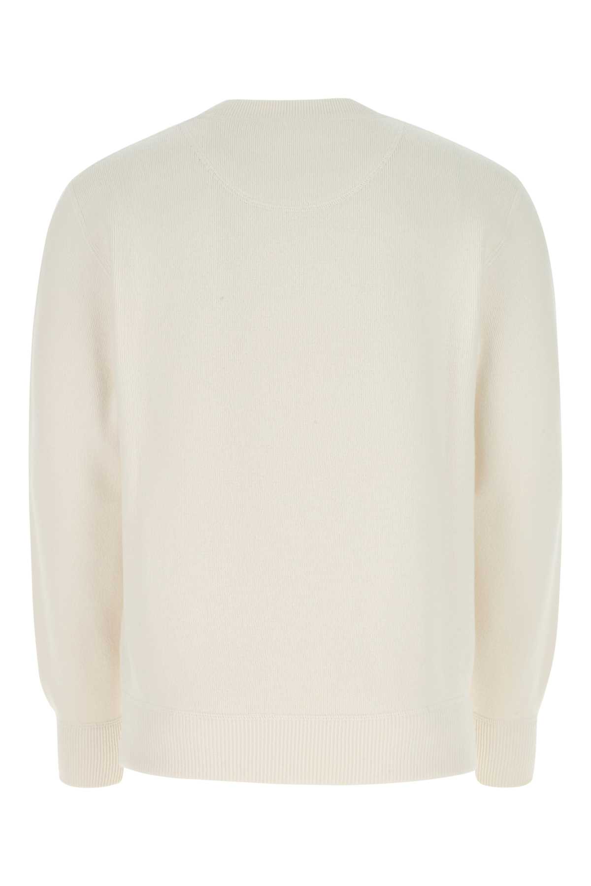 Shop Prada Ivory Stretch Cashmere Blend Sweater In F0009